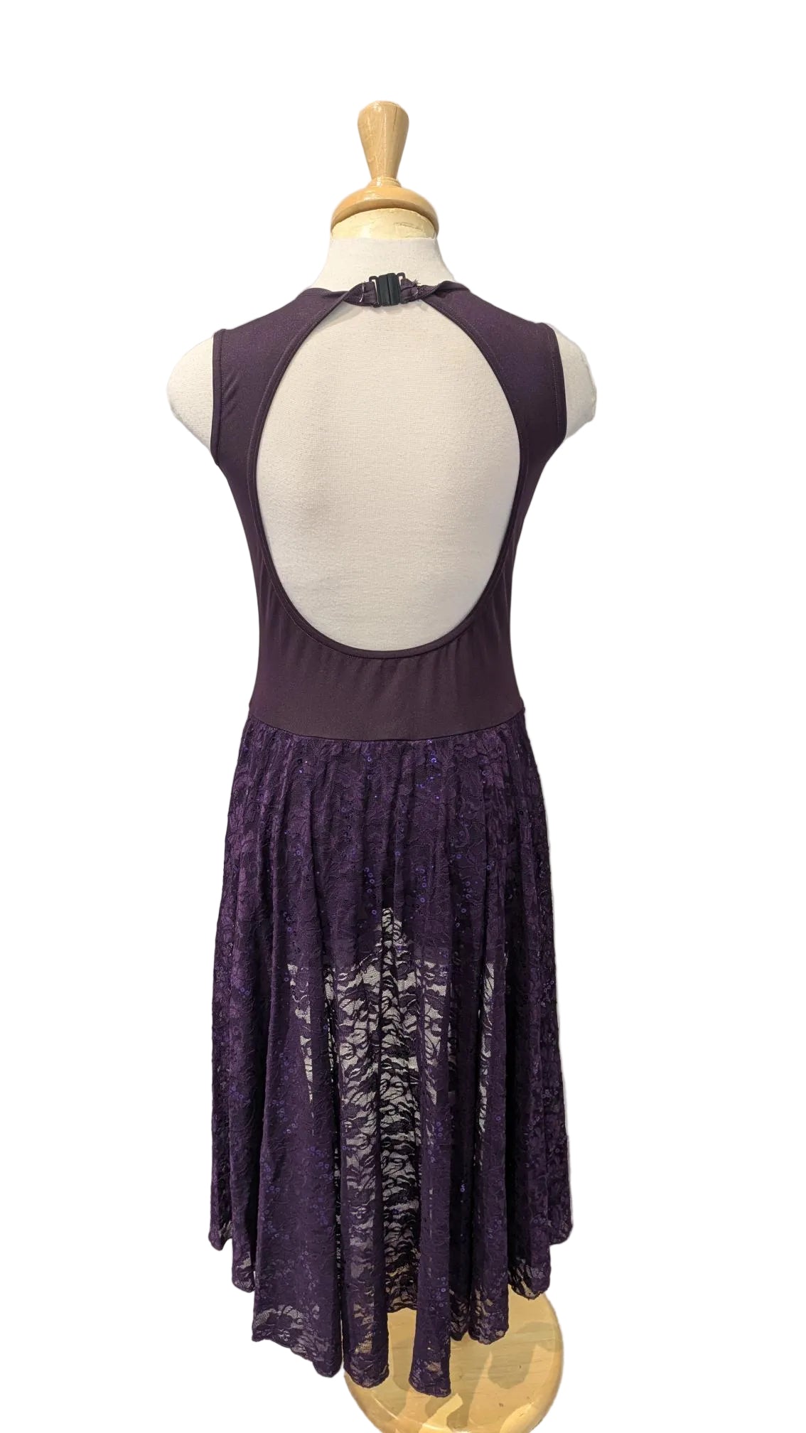 Plum Boat Neck Bodysuit with Lace Half Skirt