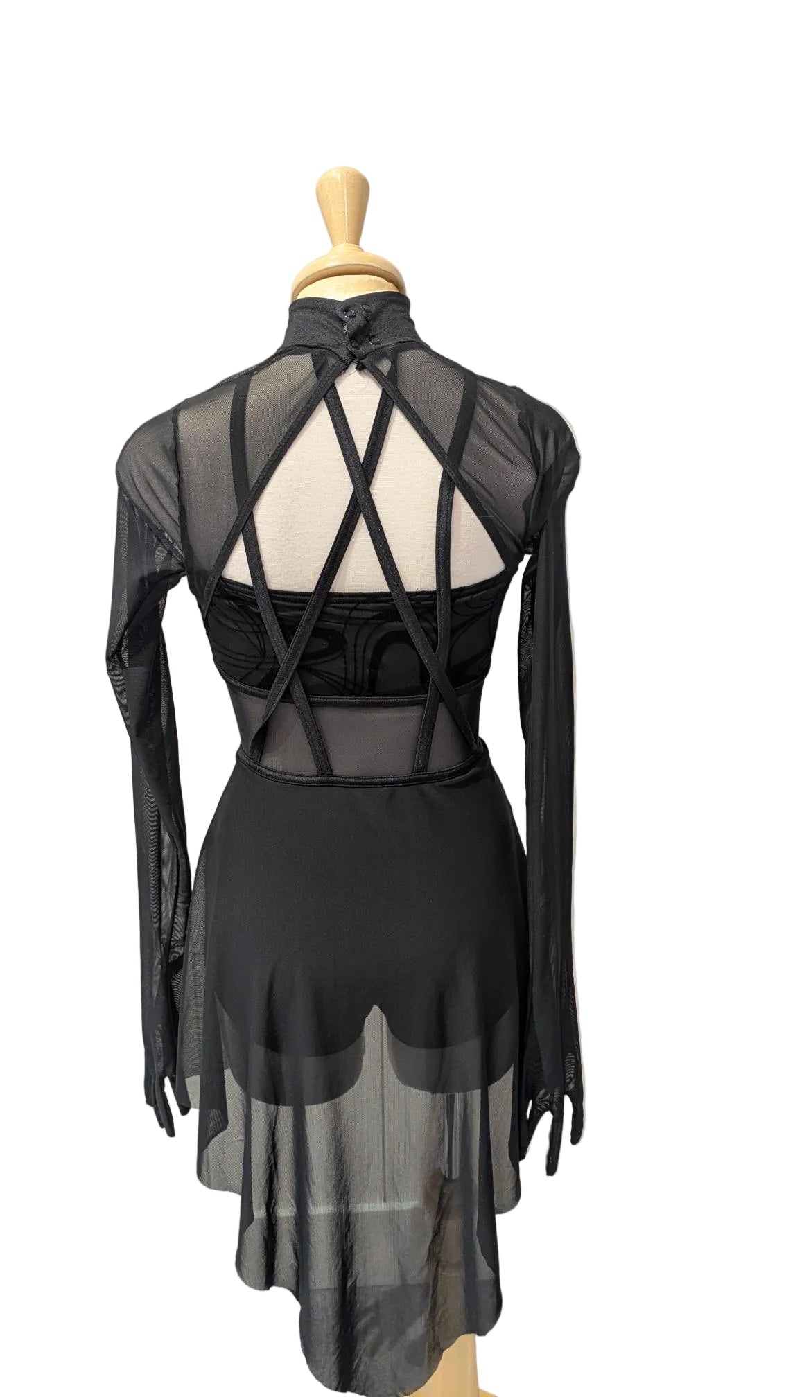 Black Long Sleeve Jazz with Mesh and Velvet