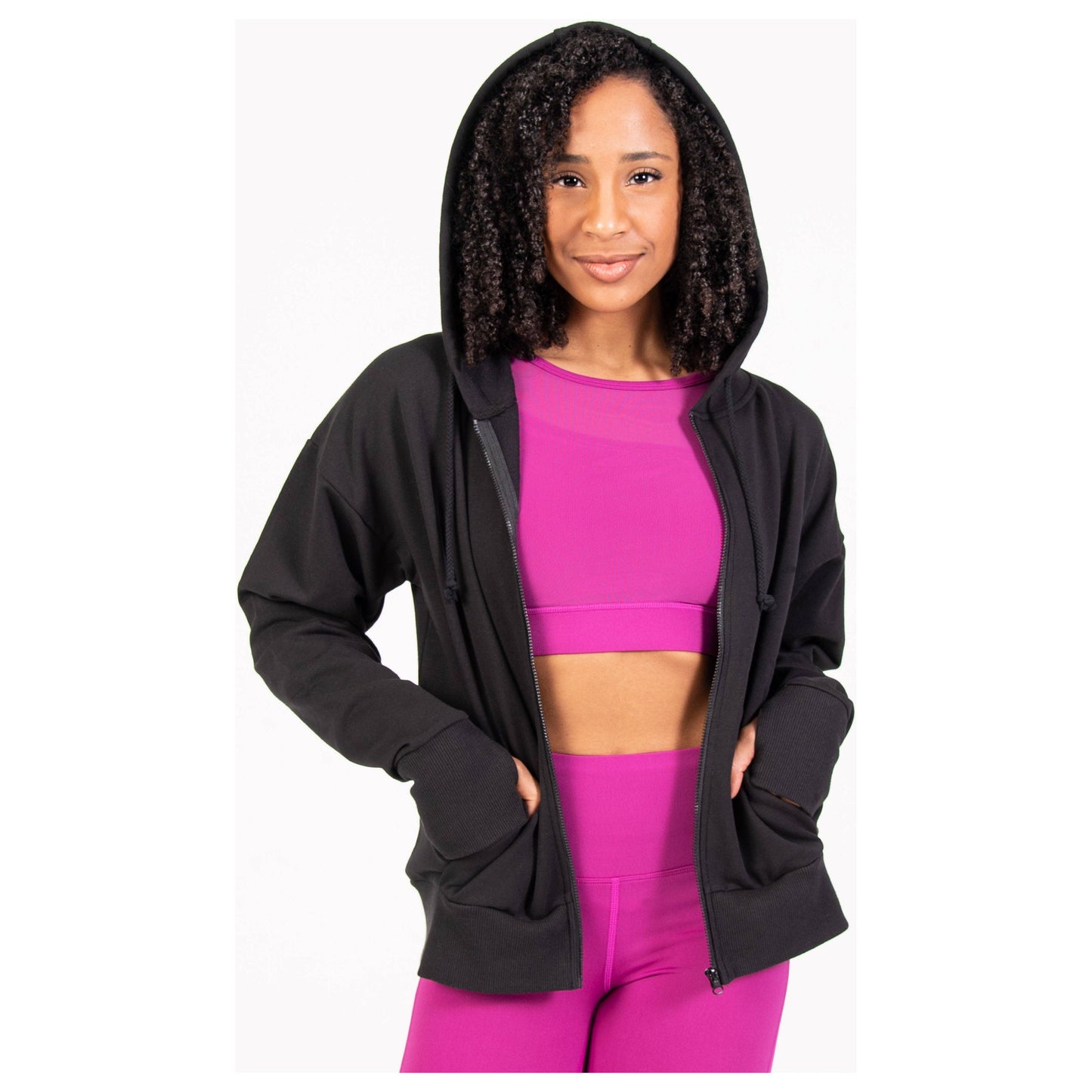 Body Wrappers Drop Shoulder Zip Hoodie