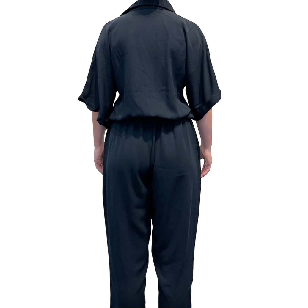 One-piece button-down in black