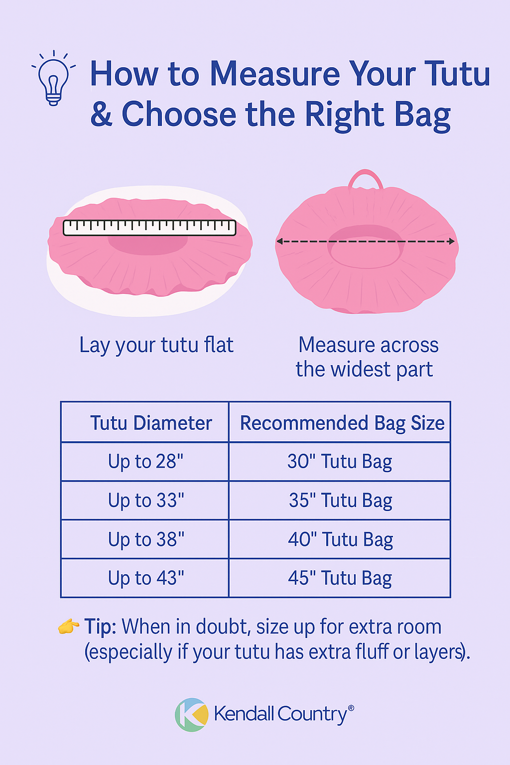 Kendall Country - Large 40" Pancake Tutu Garment Bag