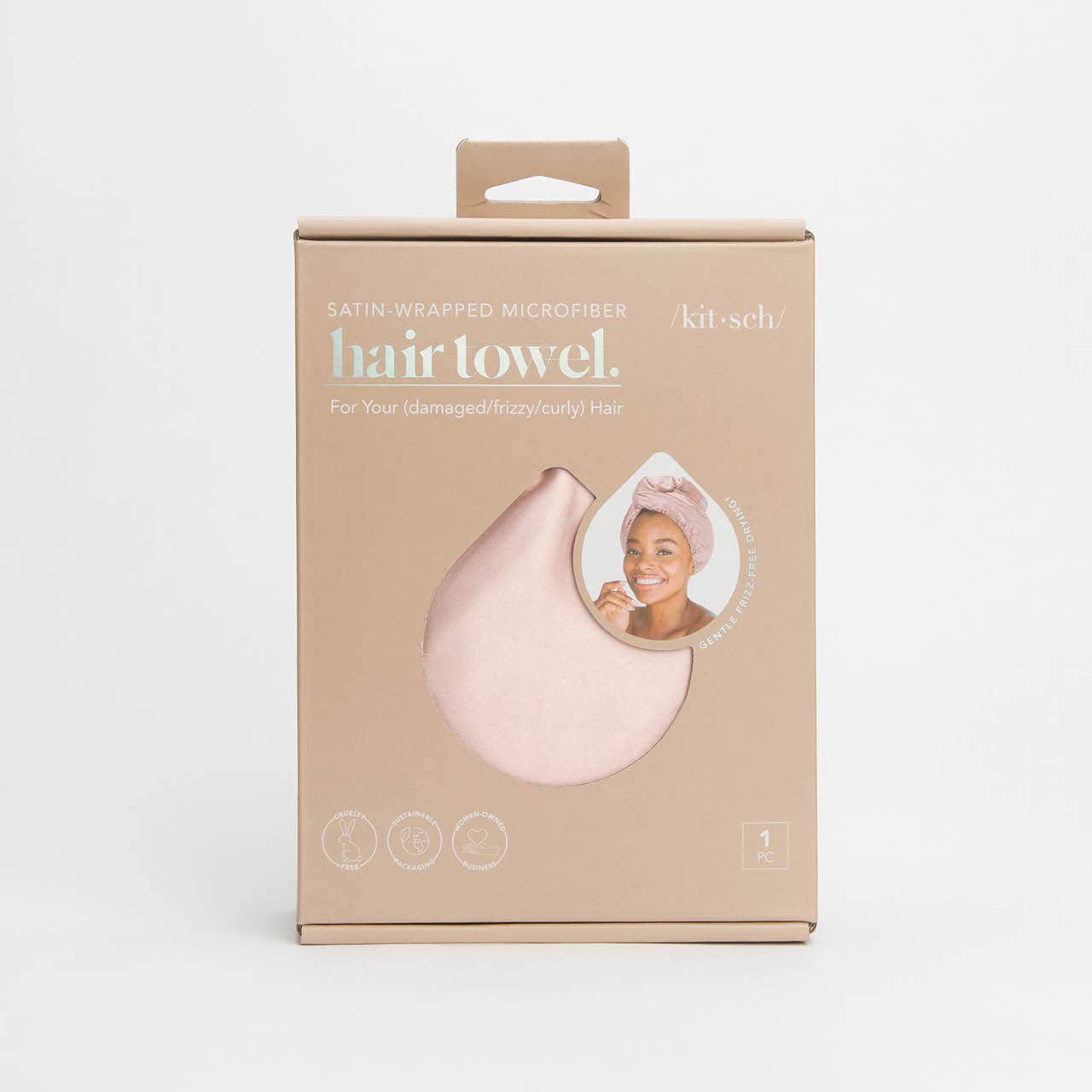 KITSCH- Satin-Wrapped Hair Towel - Blush