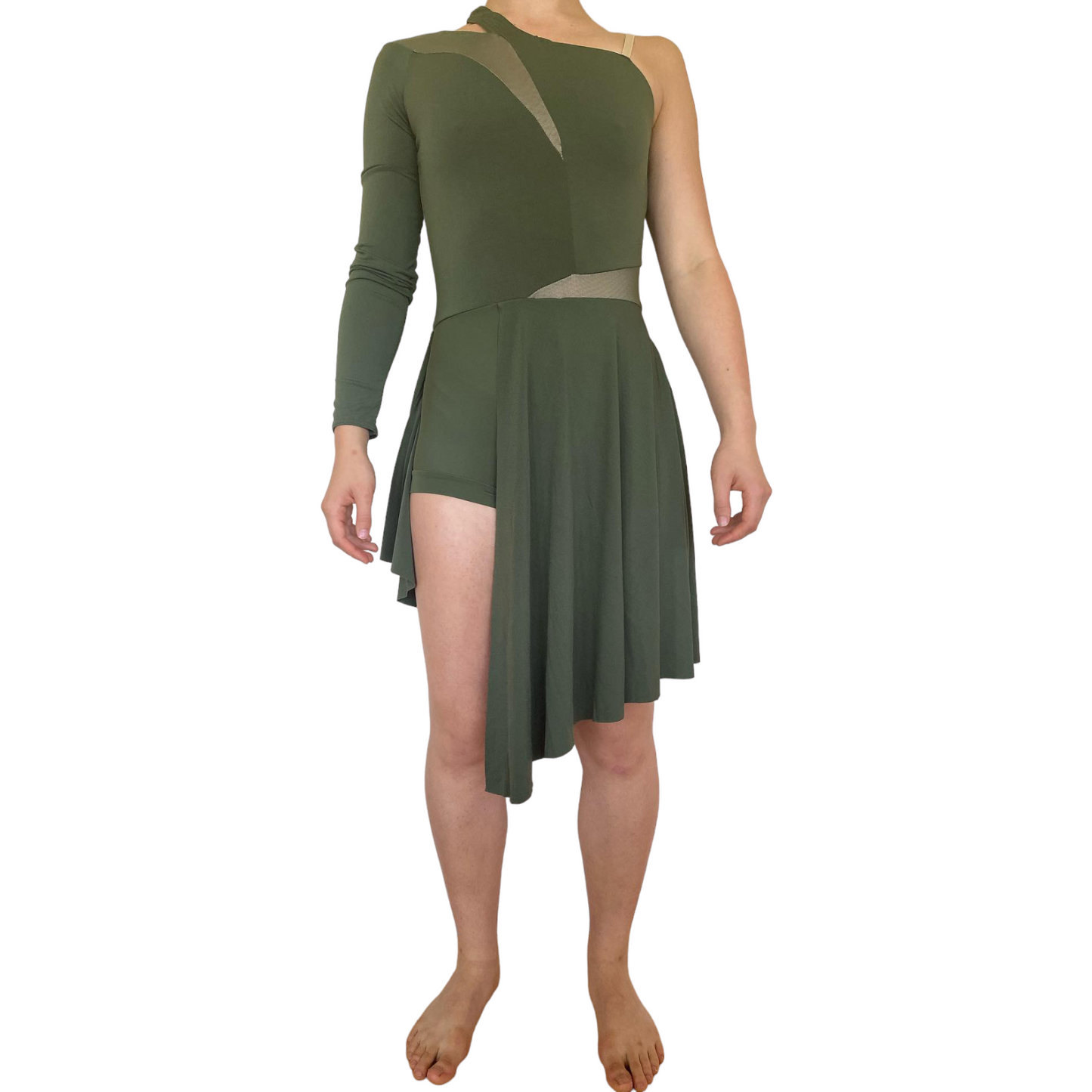Asymmetrical Green Mid-Length Dress