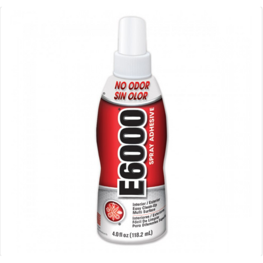 a bottle of E6000, a non-toxic spray adhesive from Apolla