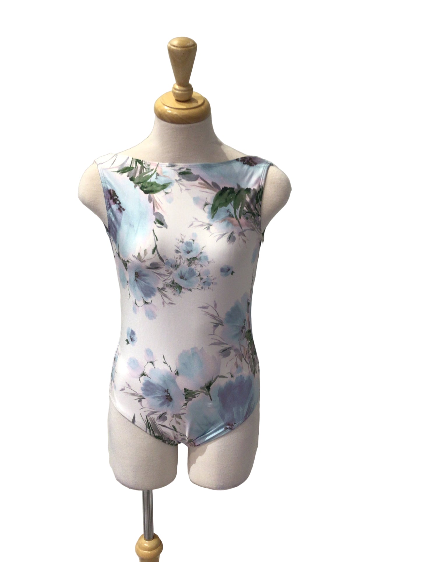 White with Blue Flowers Bodysuit