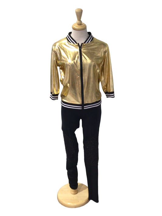 Shiny Gold Jacket and Black Leggings