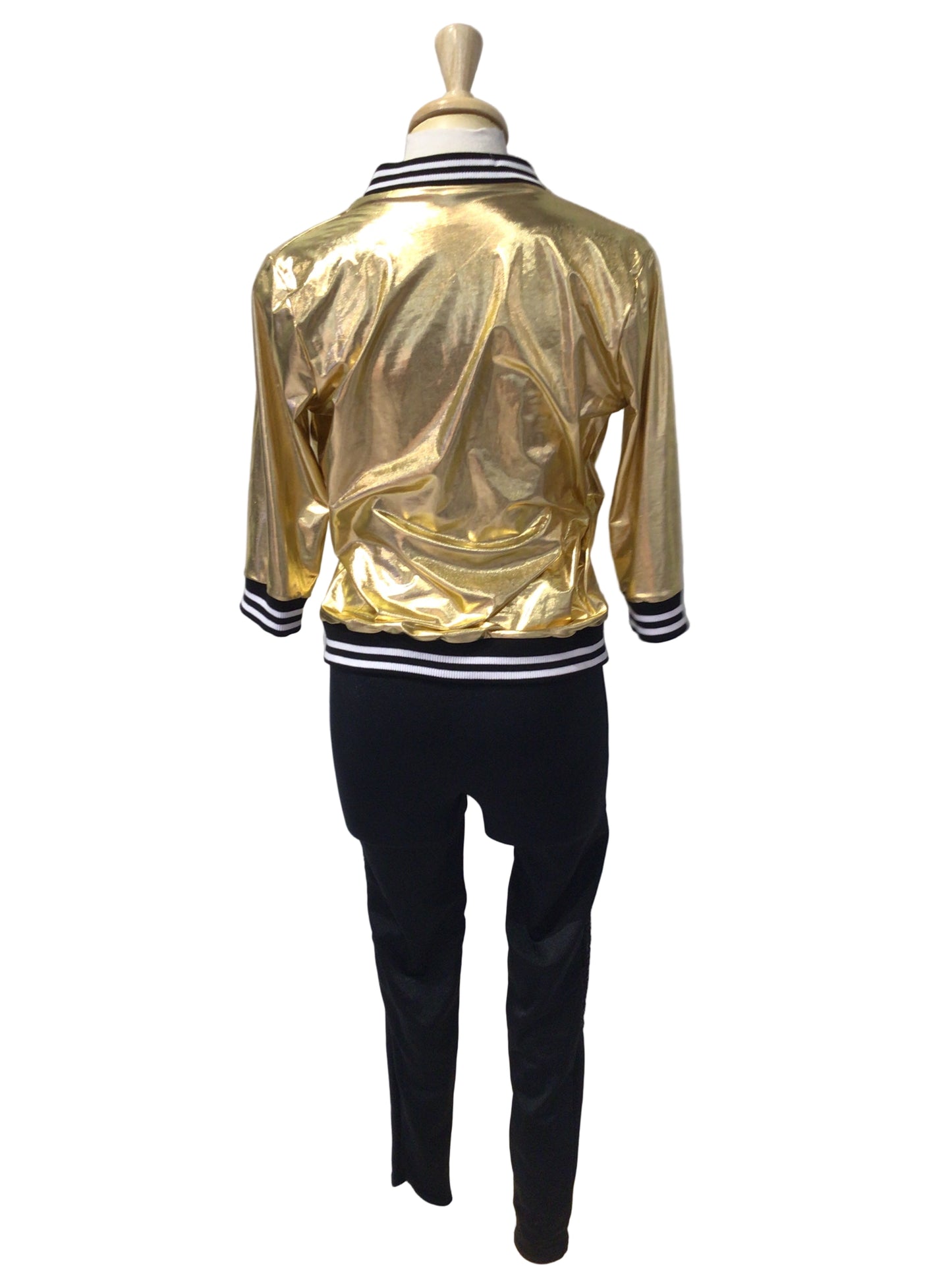 Shiny Gold Jacket and Black Leggings