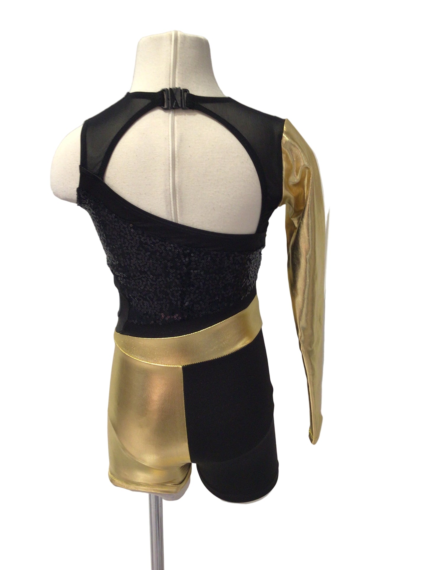 Gold and Black One Sleeve Biketard