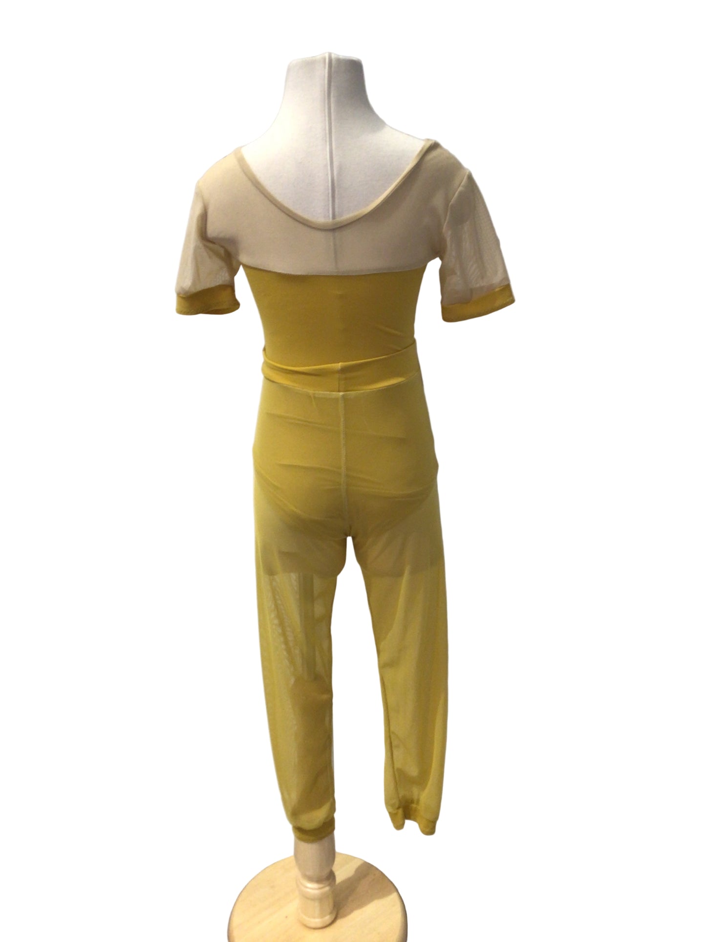 Canary Yellow Bodysuit and Mesh Pants