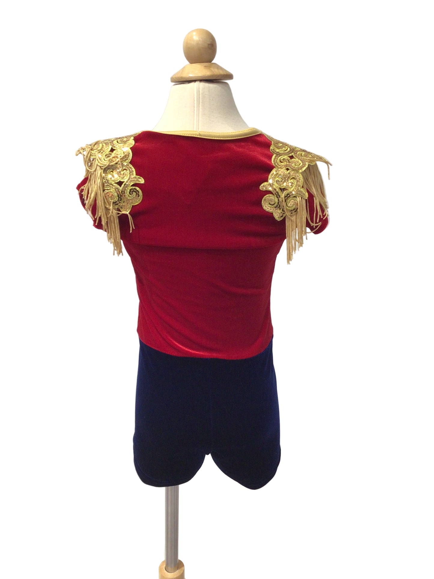 Red and Blue Velvet Soldier Biketard