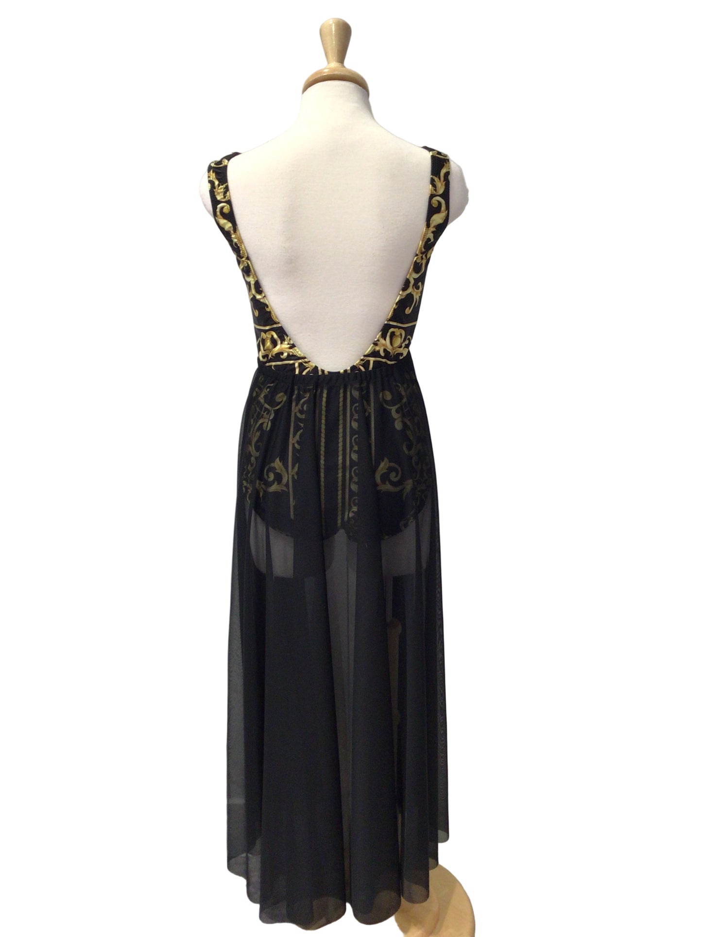 Gold and Black Bodysuit and Long Half Skirt