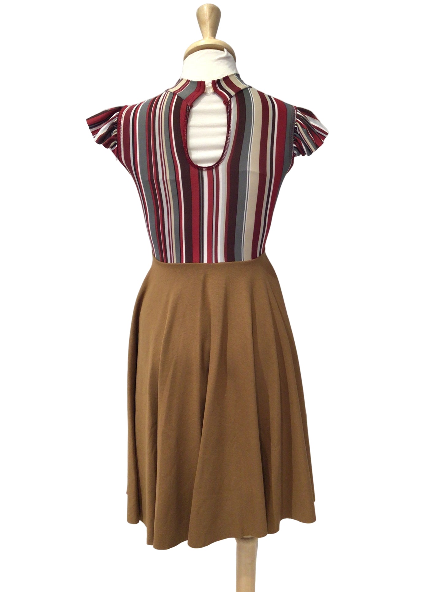 Burgundy and White Striped Dress