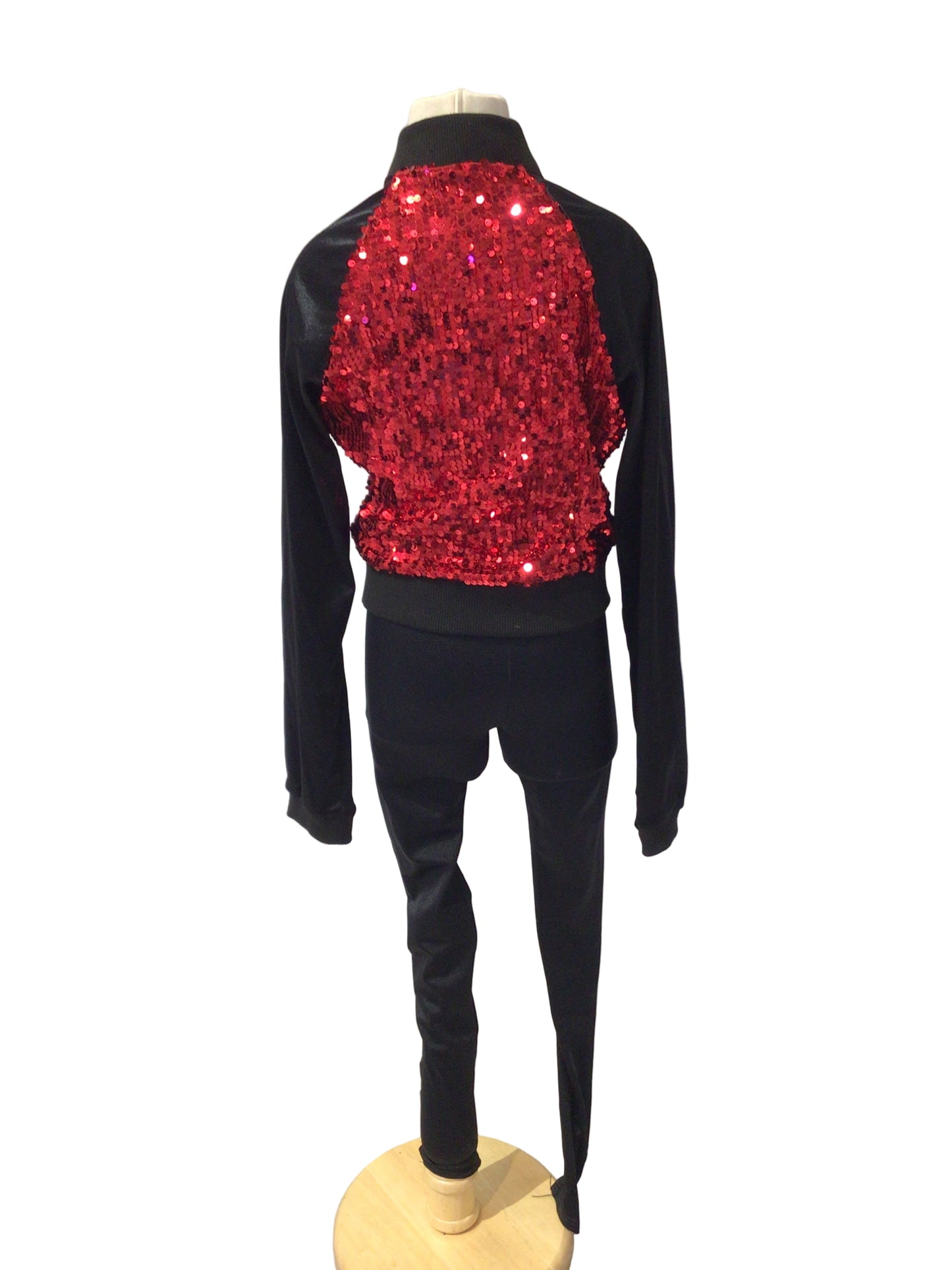 Red and Black Sequin Jacket with Leggings