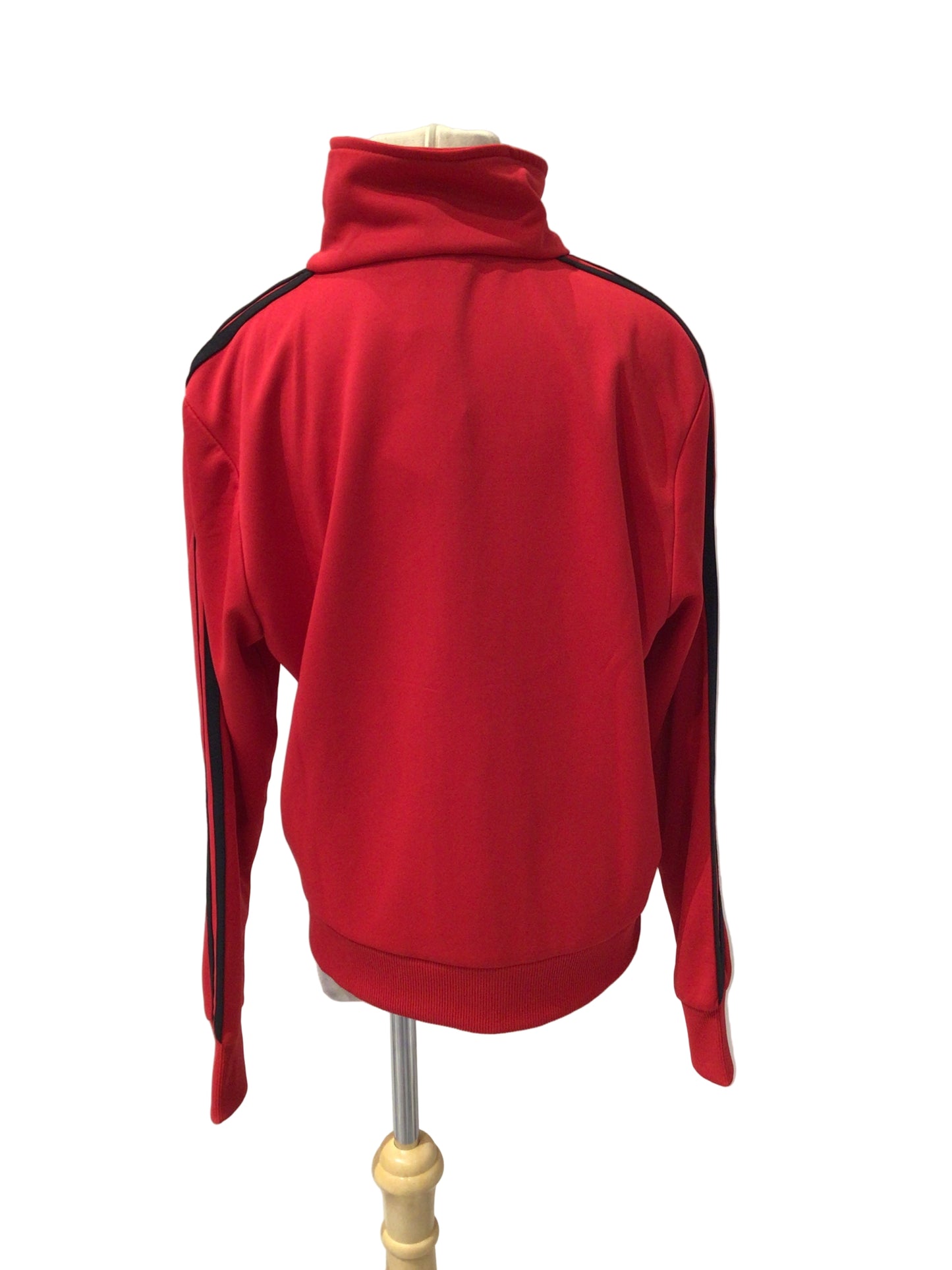 Red Zip Up Jacket with Black Stripes