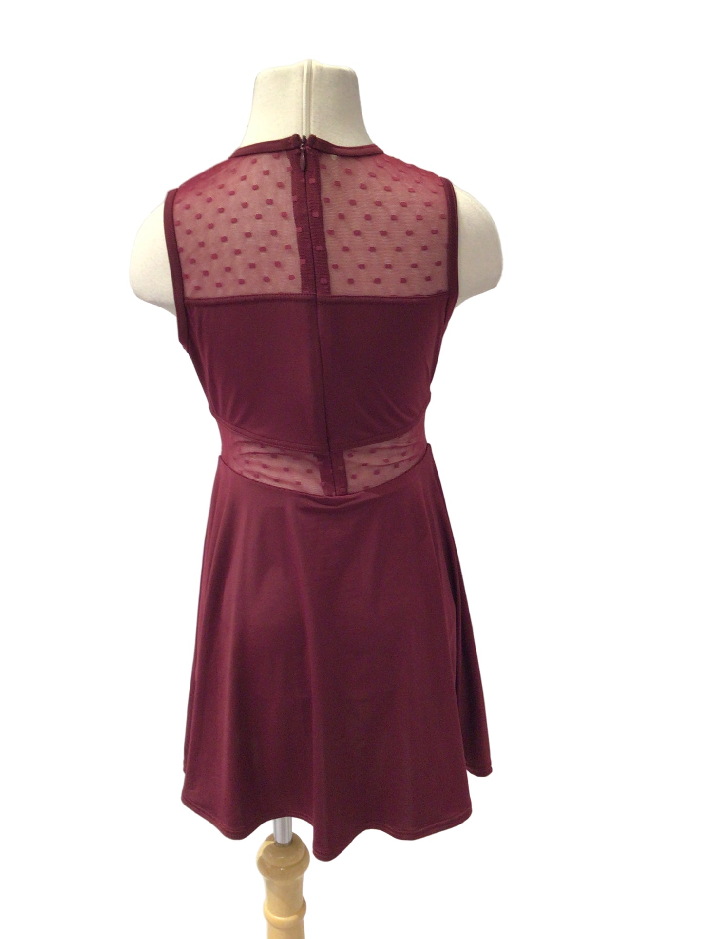 Burgundy Lycra Dress with Lace