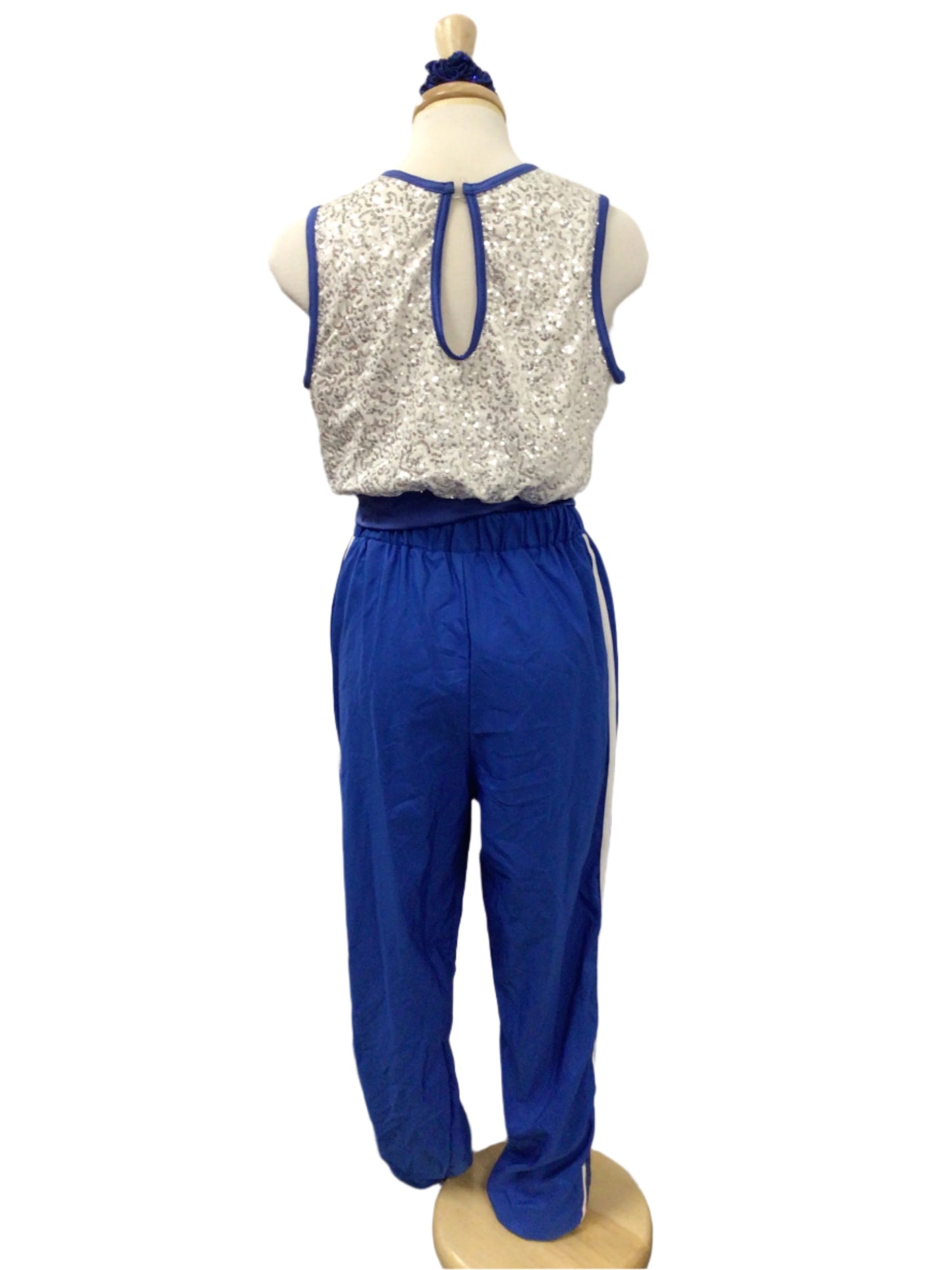 Silver and Blue Top and Track Pants