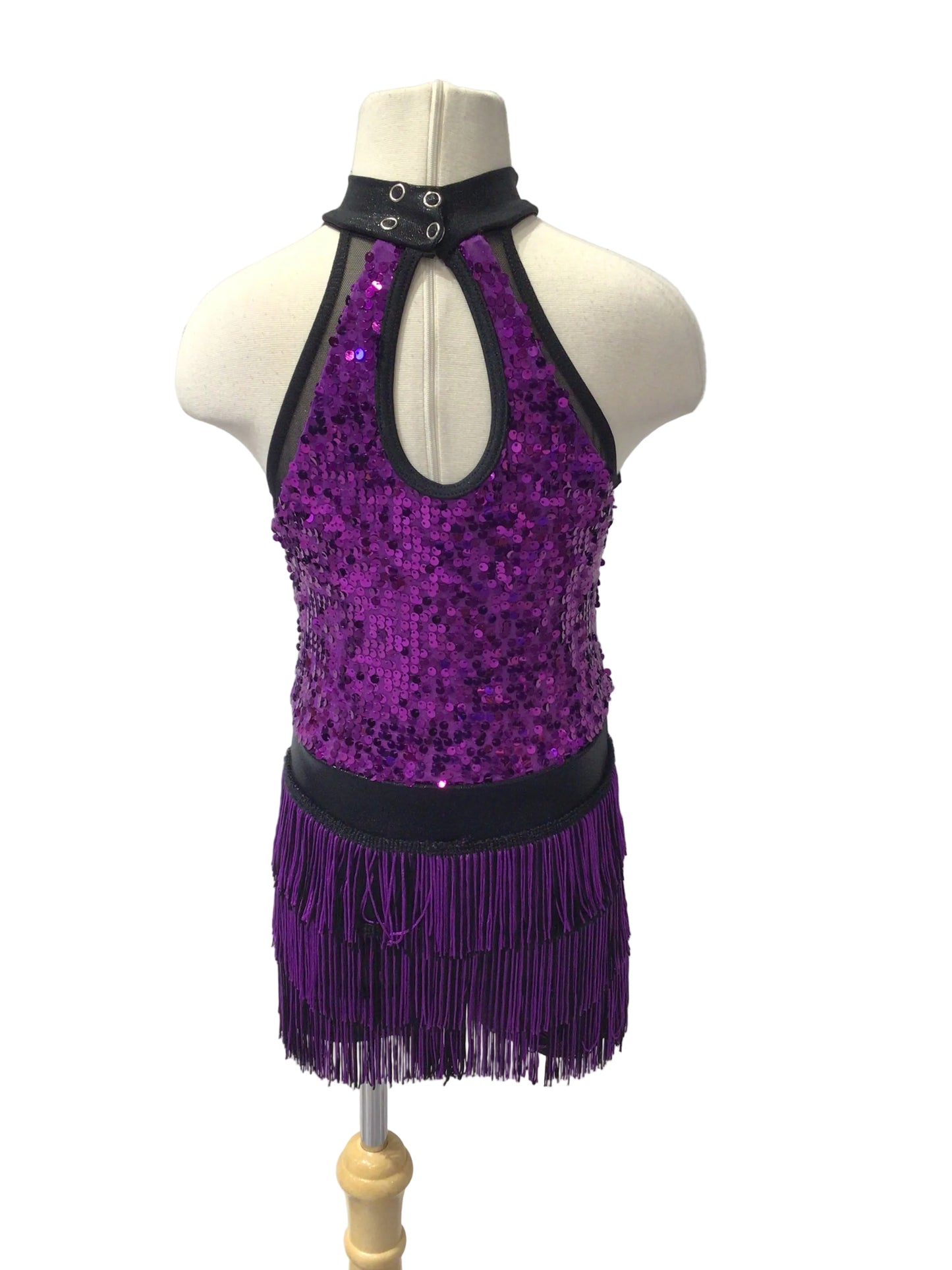 Purple and Black Halter Fringe