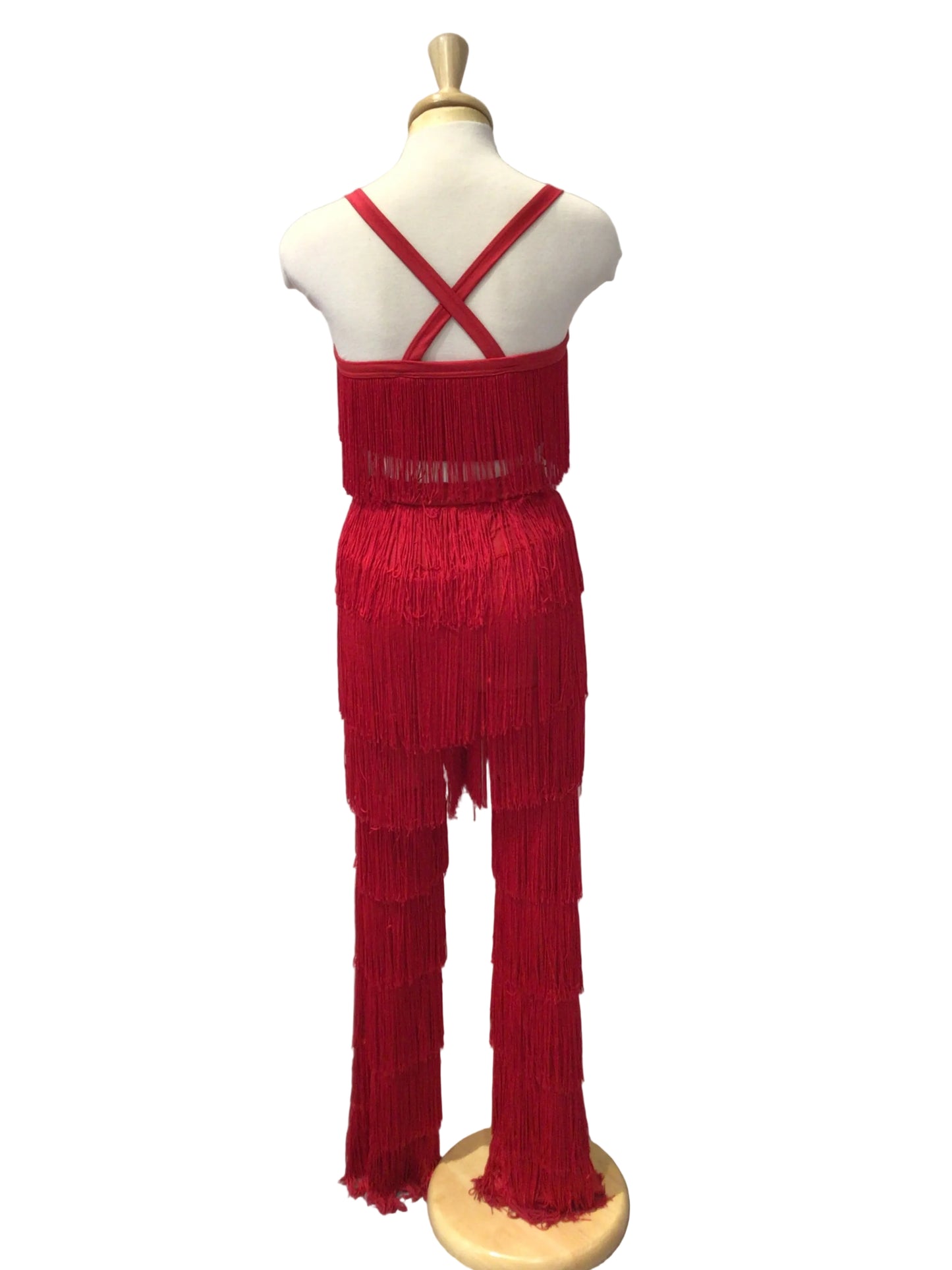 Red Fringe Crop Top and Pants
