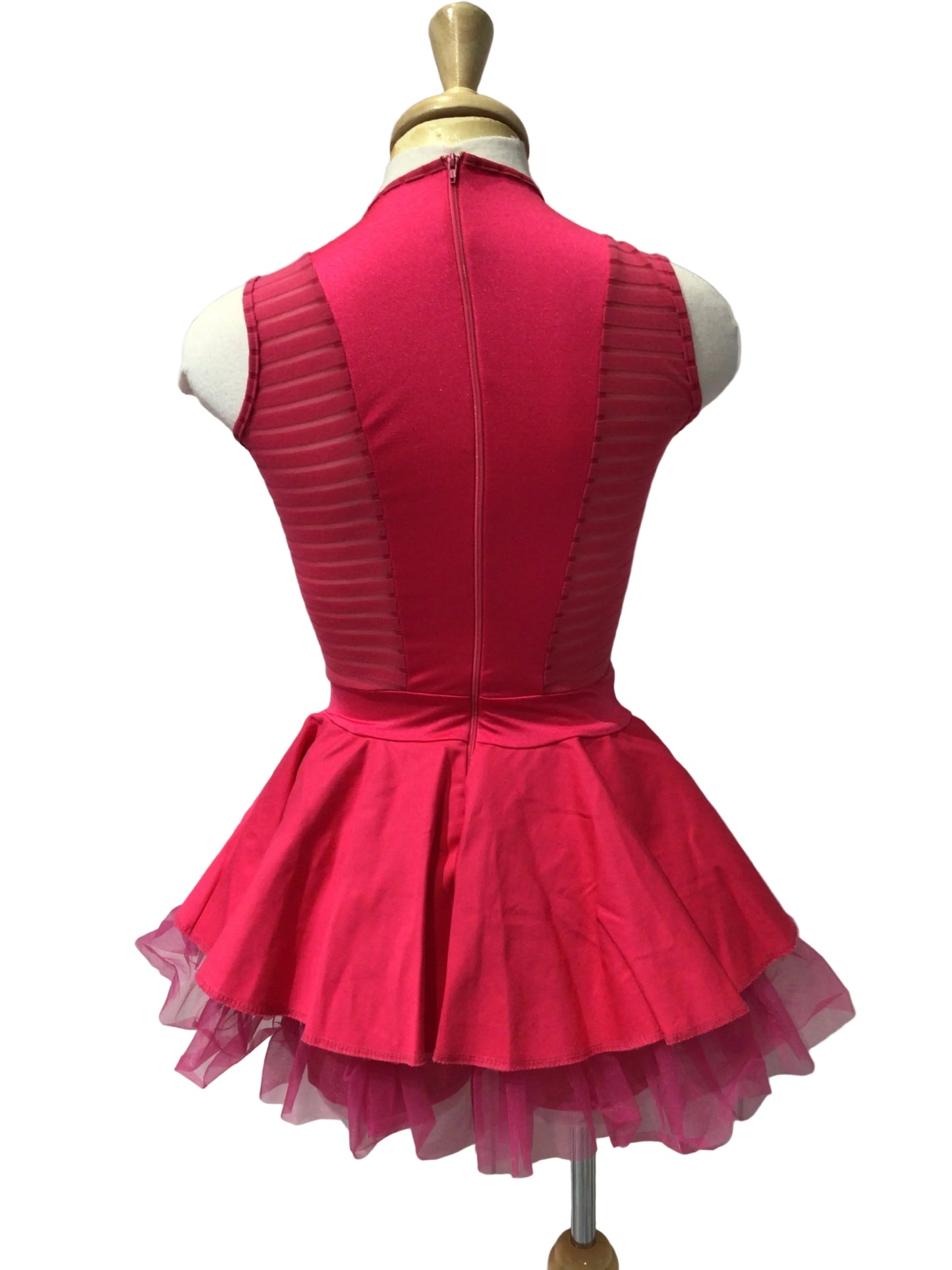 Hot Pink Short Dress wih Mesh