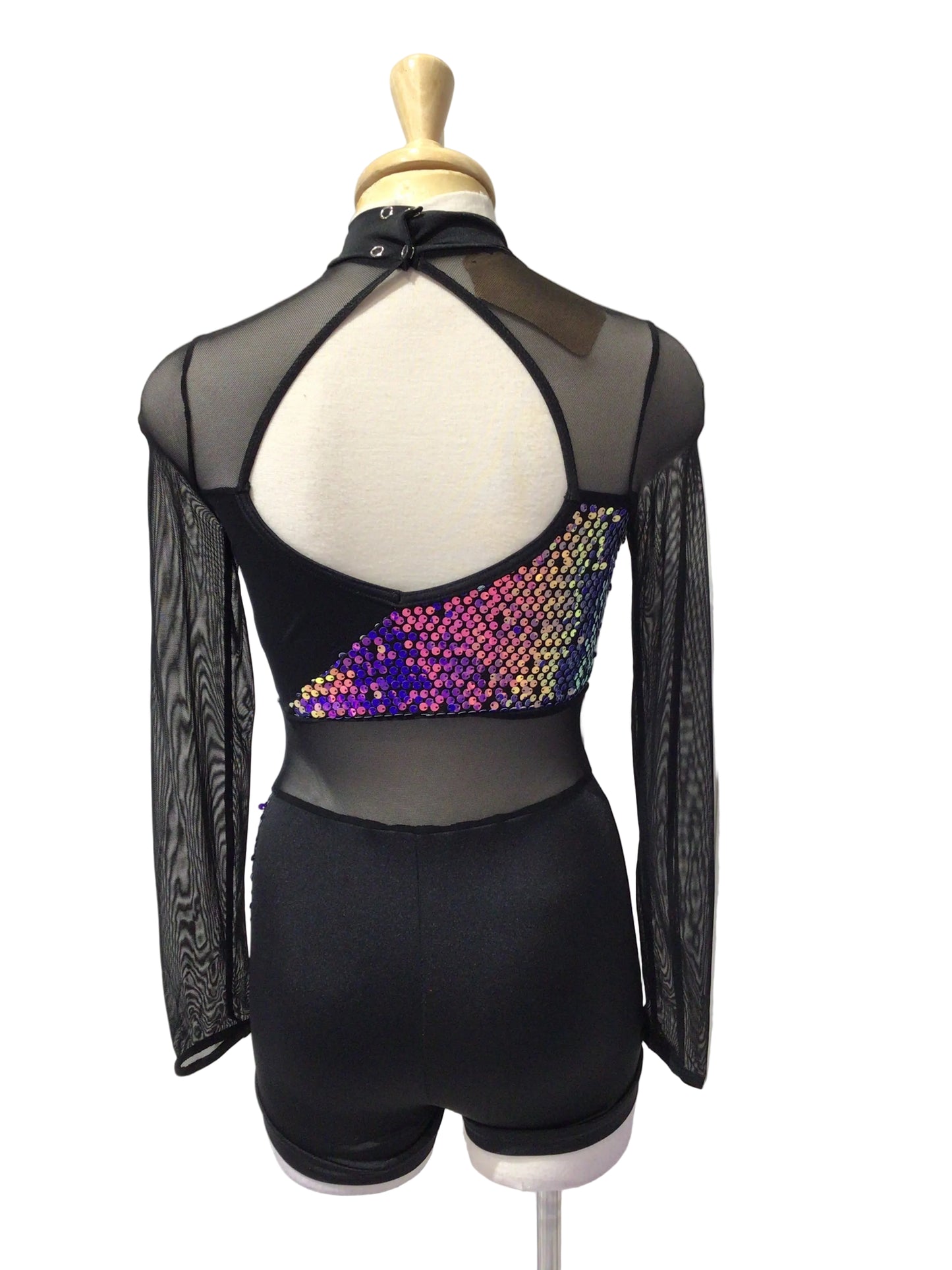 Purple Sequin Black Biketard