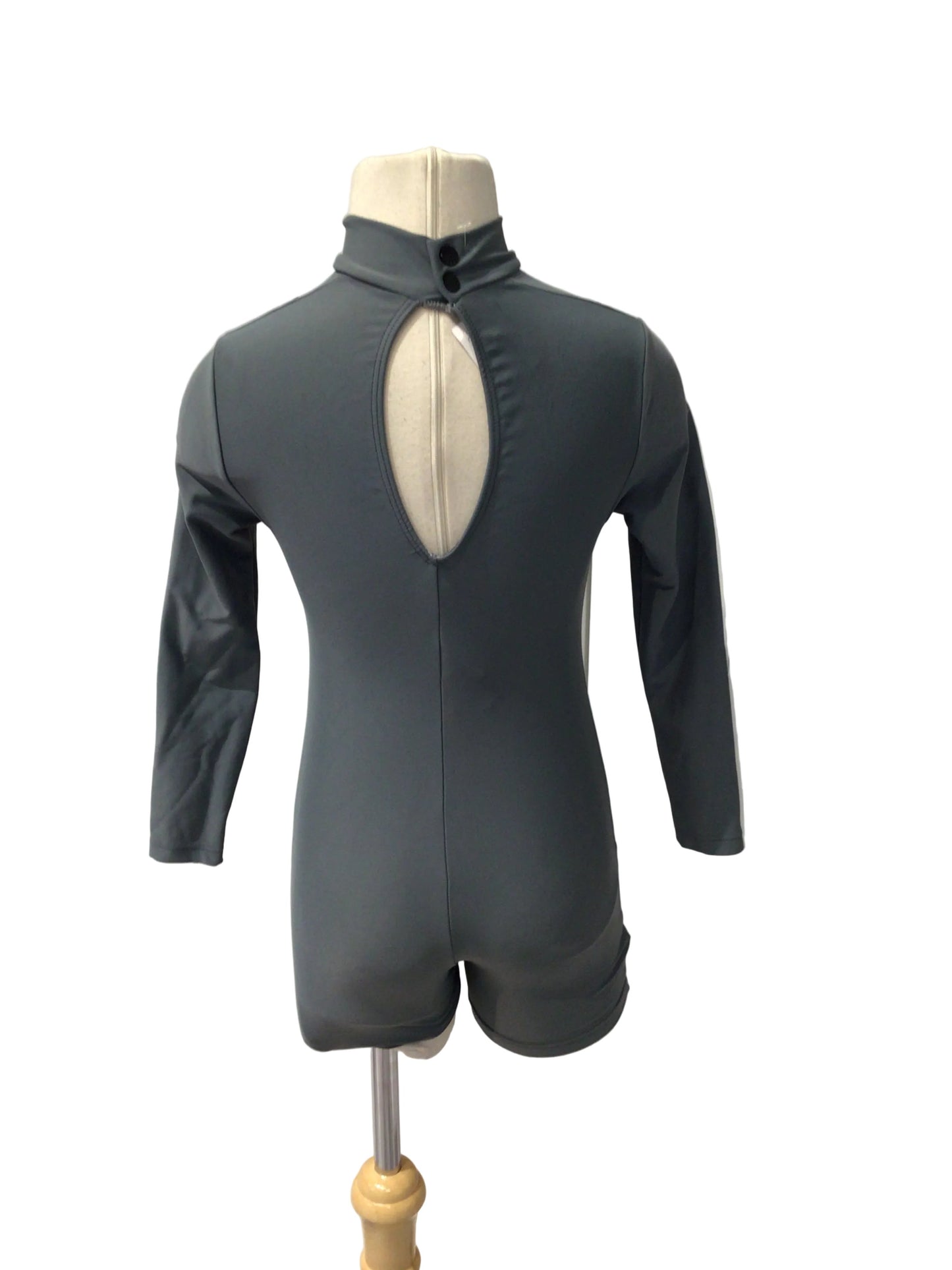 Grey High Neck Biketard
