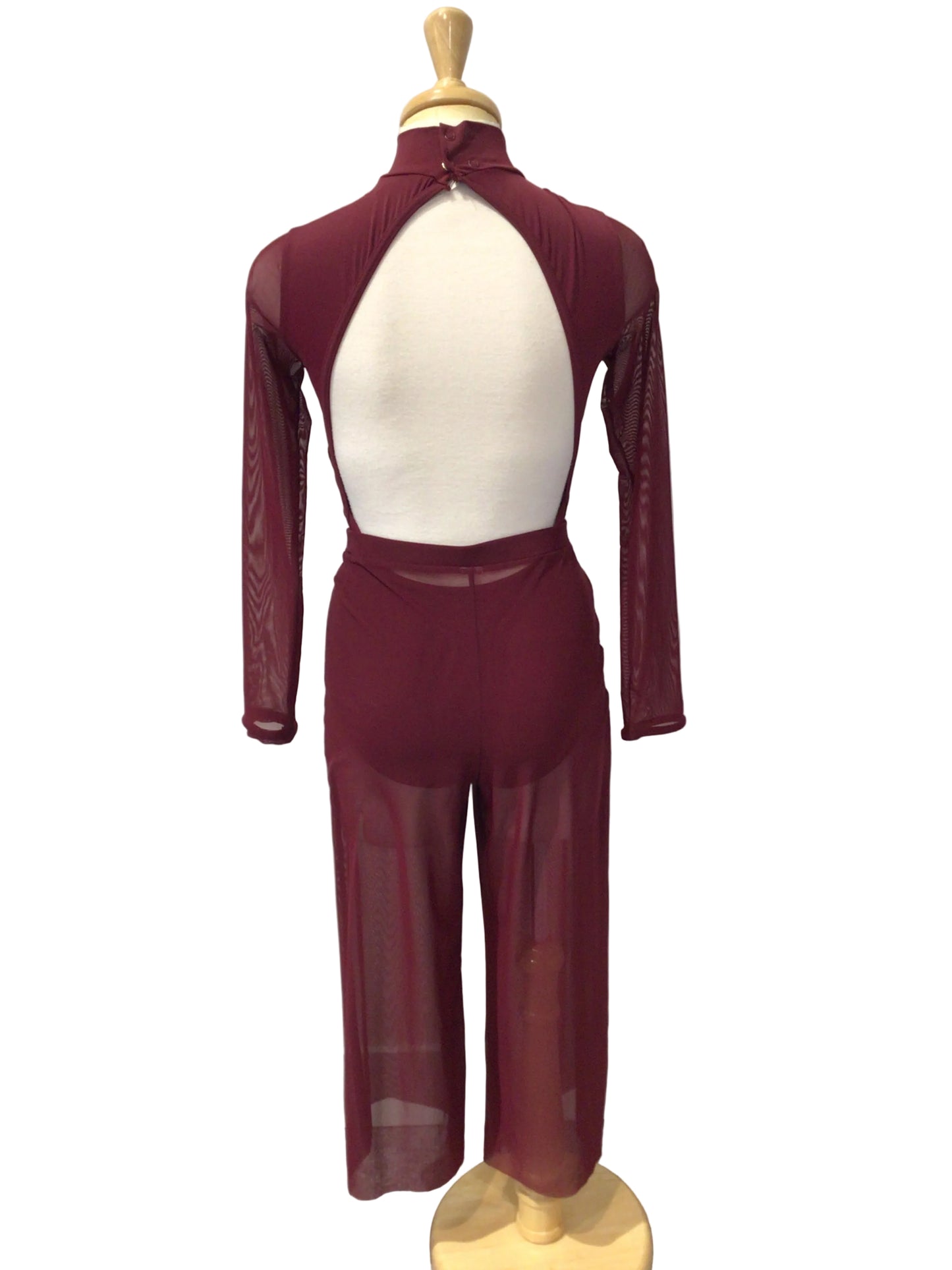 Burgundy Mesh Pants with Long Sleeve Bodysuit