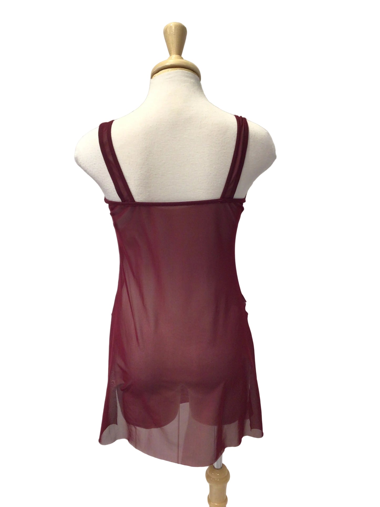 Burgundy Mesh Over Dress