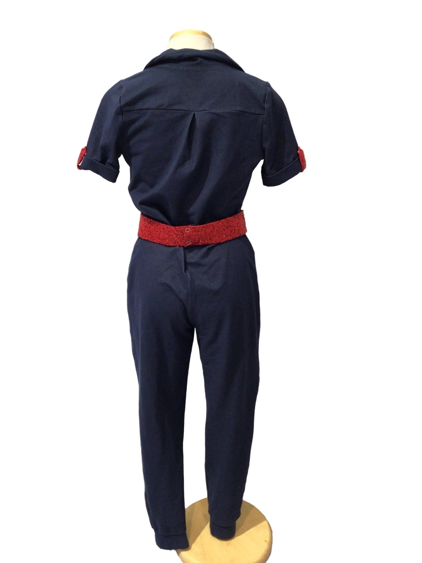 Denim Coveralls With Red Acessories