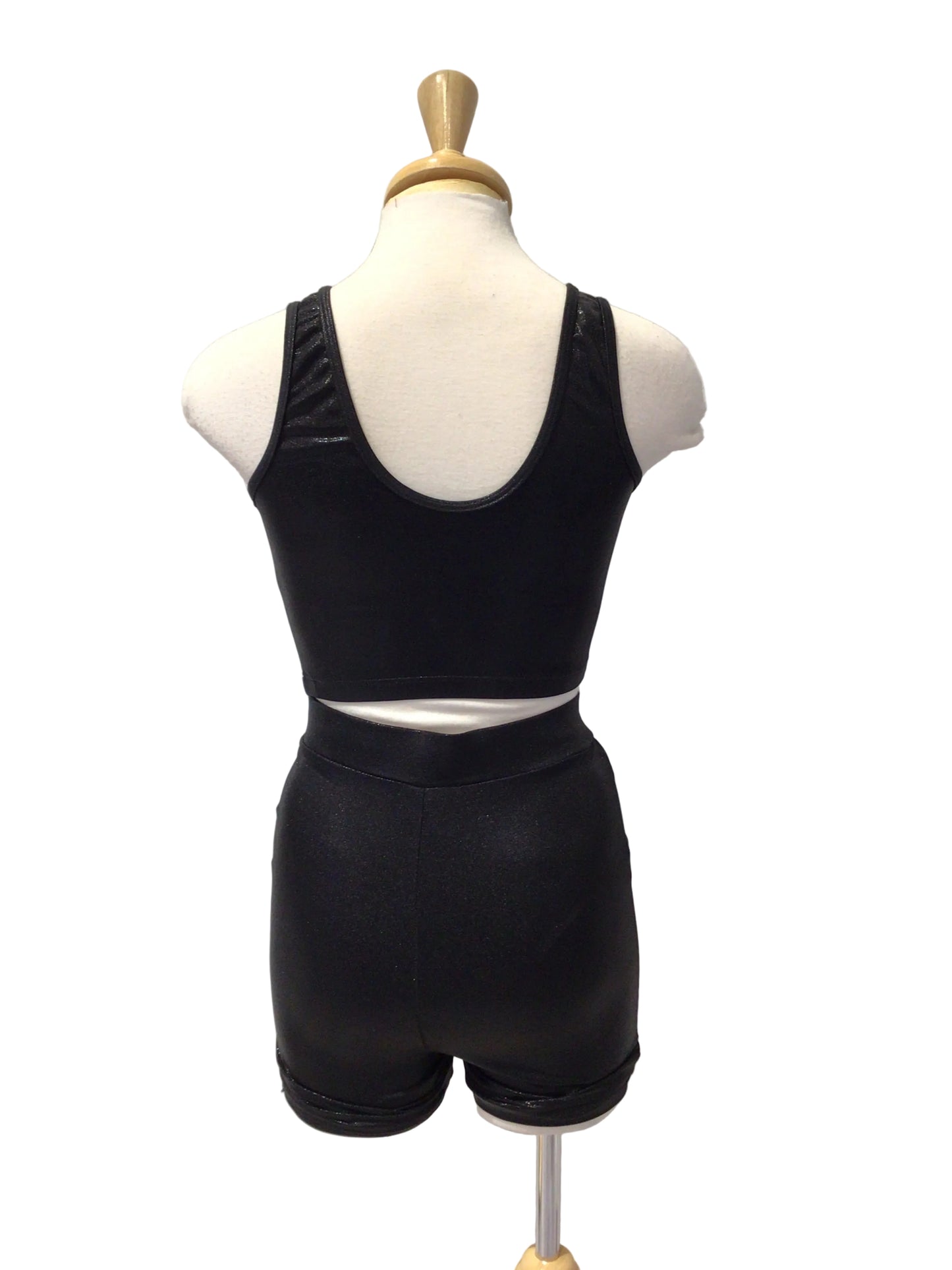 Shiny Black Sport Top and Shorts