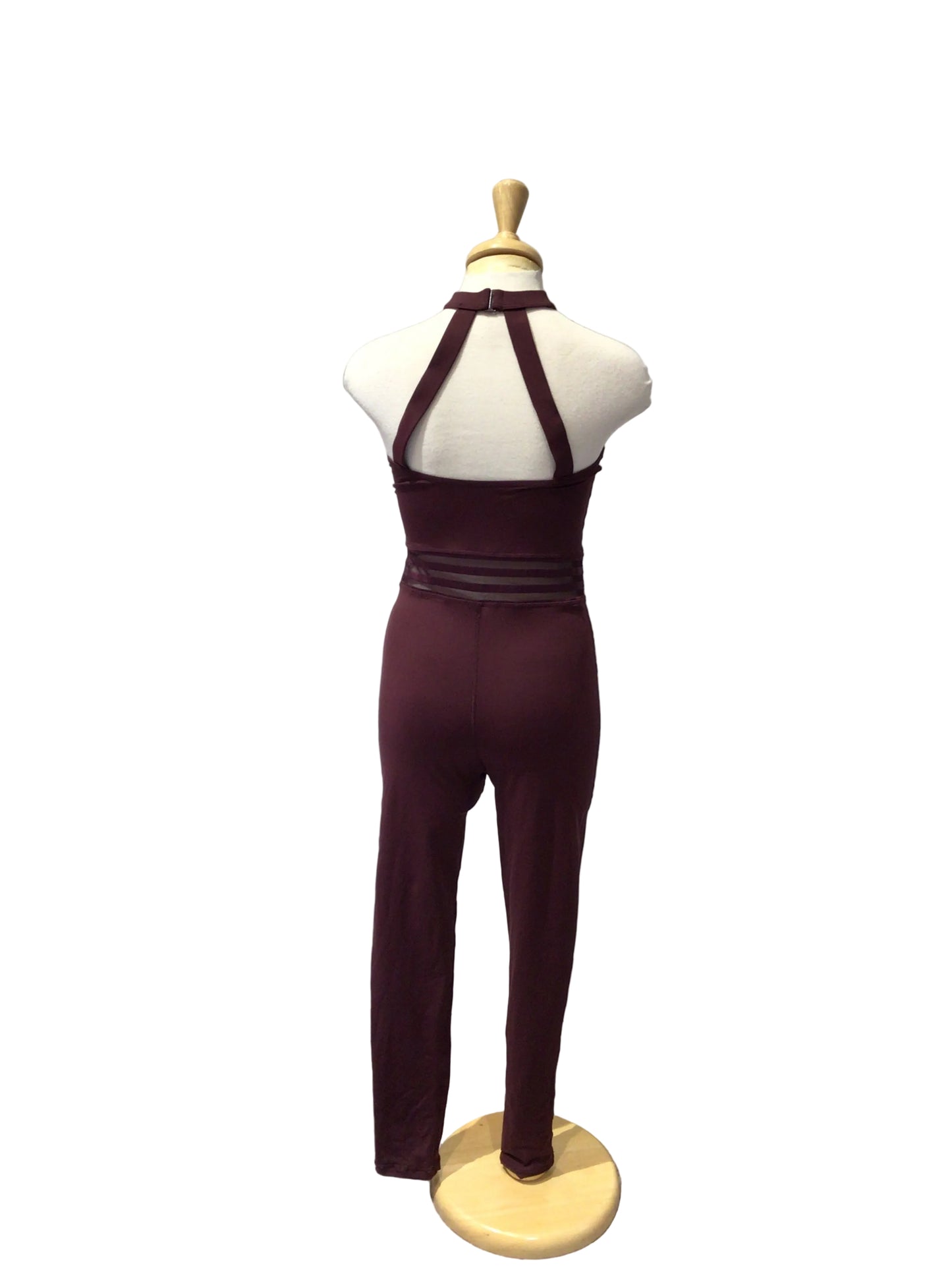 Purple Halter Unitard with Mesh