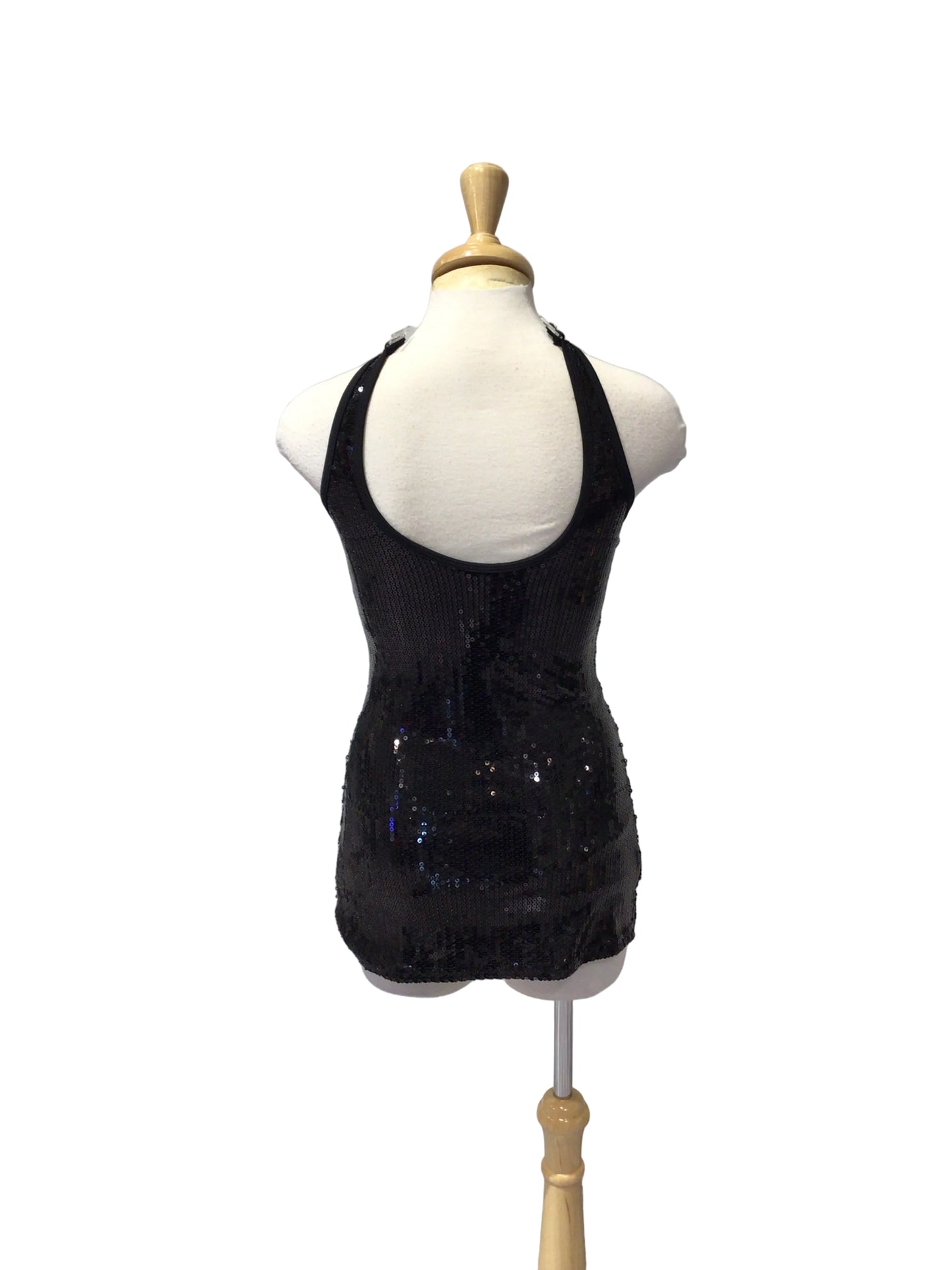 Black Sequin Halter Dress