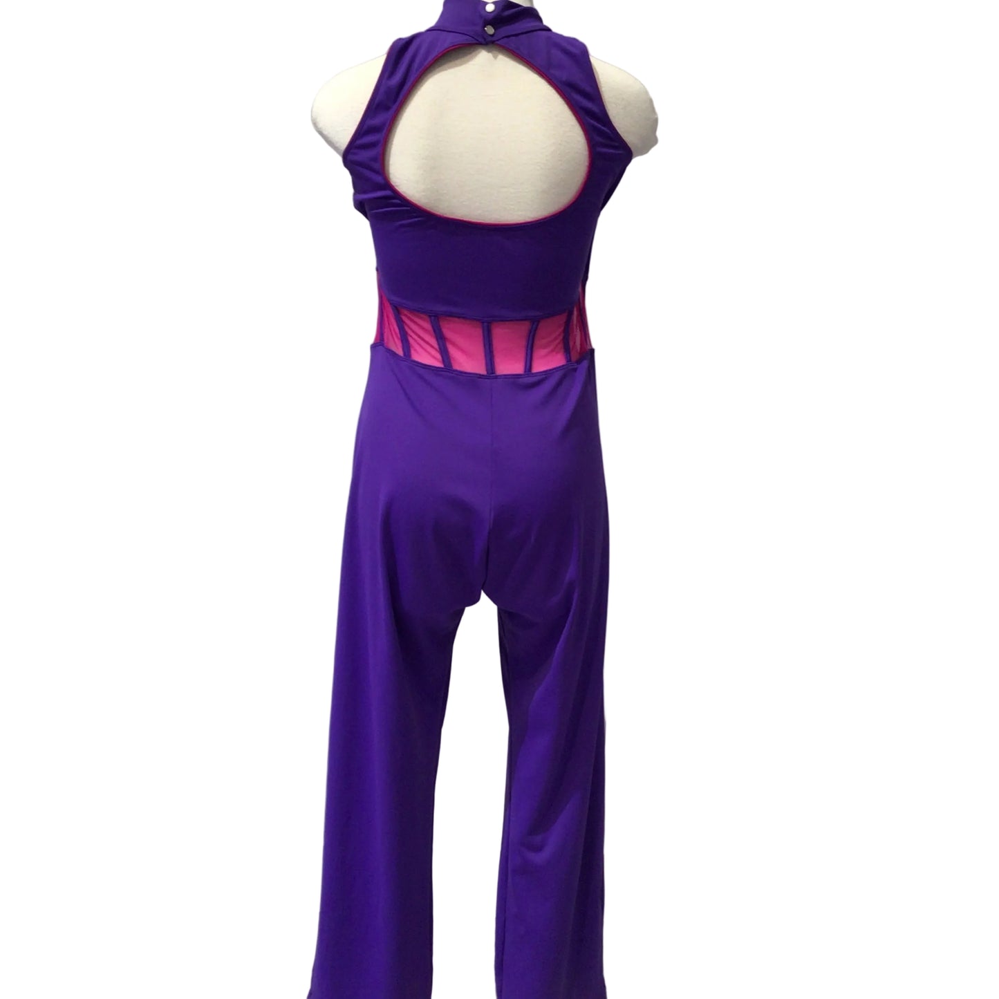 Purple Unitard With Pink Corset Waist Panel