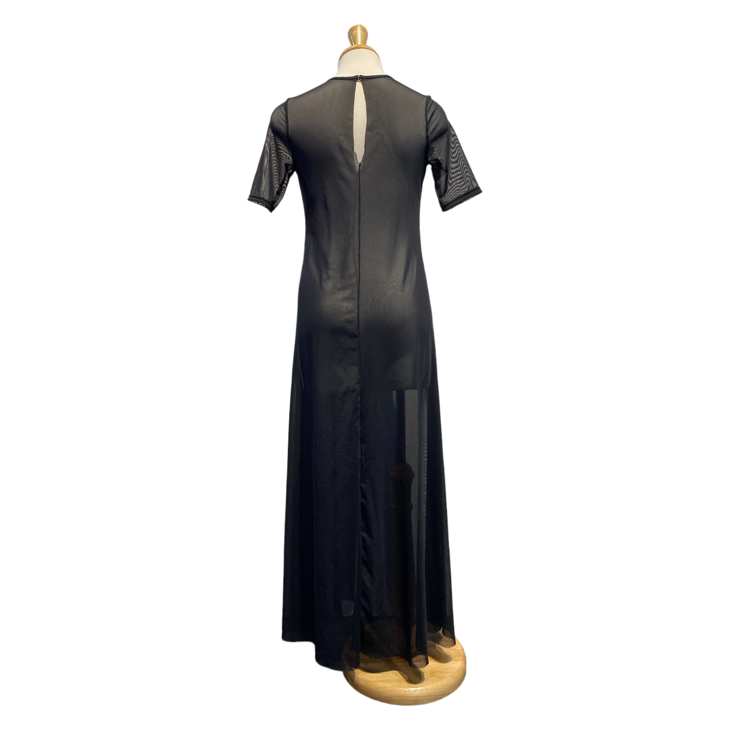 Full length black mesh slip
