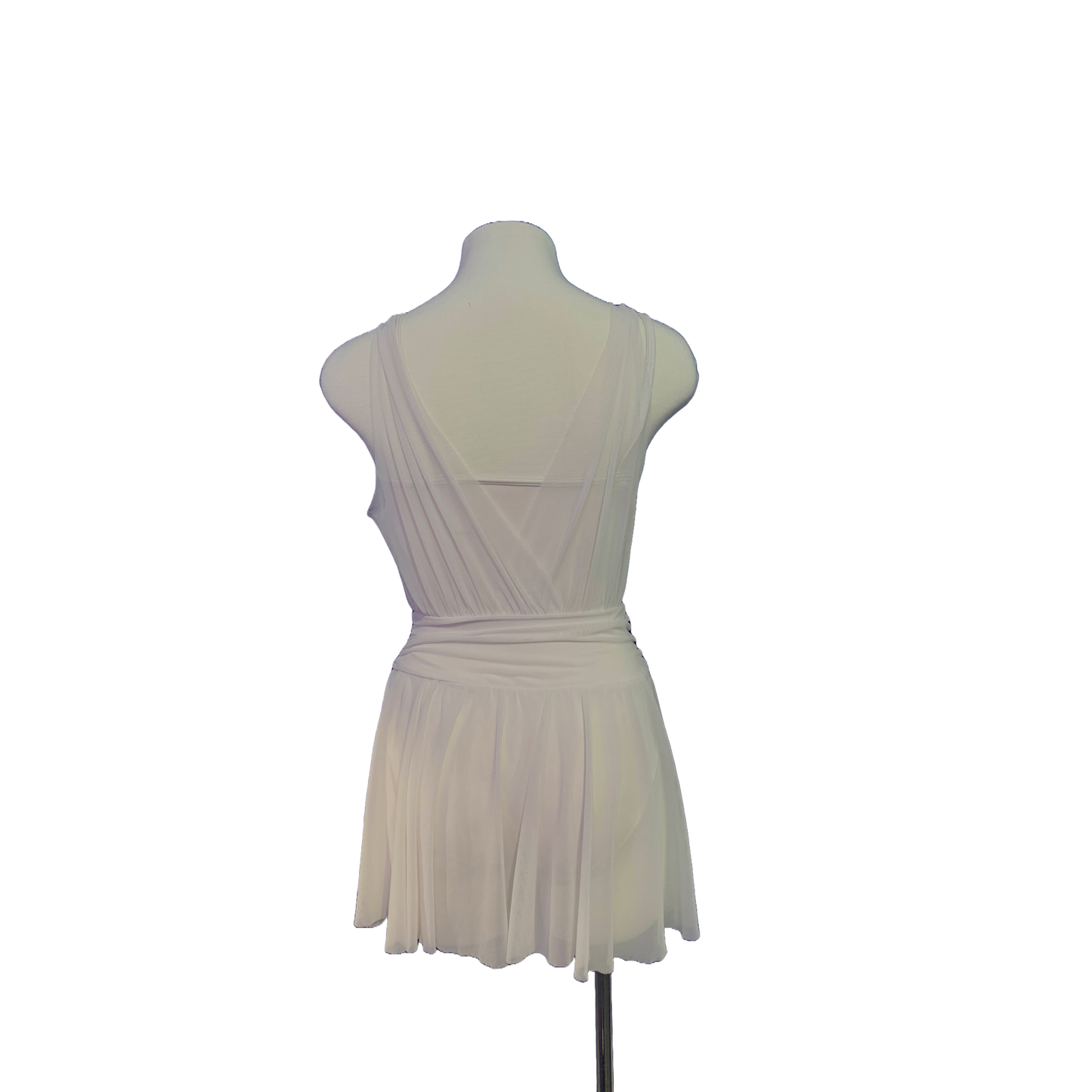 White Lyrical Short Dress With Sequins on Chest