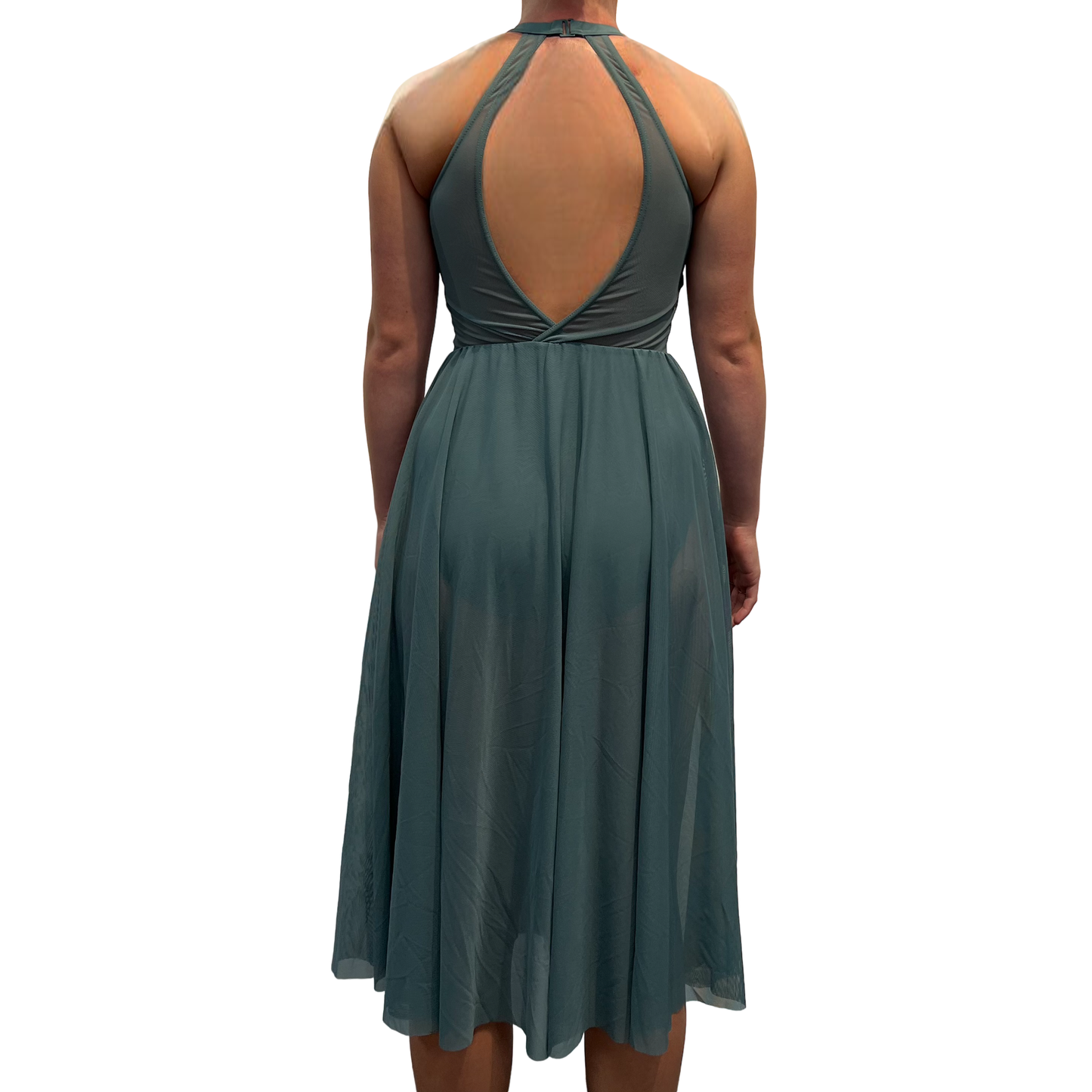 Dark Green Lyrical Dress with Mesh
