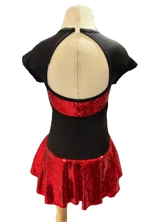 Black and Red Sequined Cap Sleeve Costume