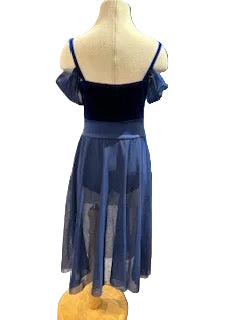 Navy Velvet and Mesh Long Dress