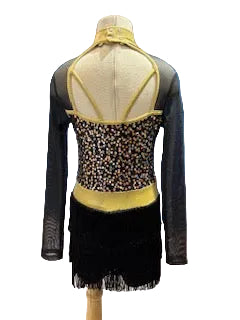 Black and Gold Long Mesh Sleeve Fringe