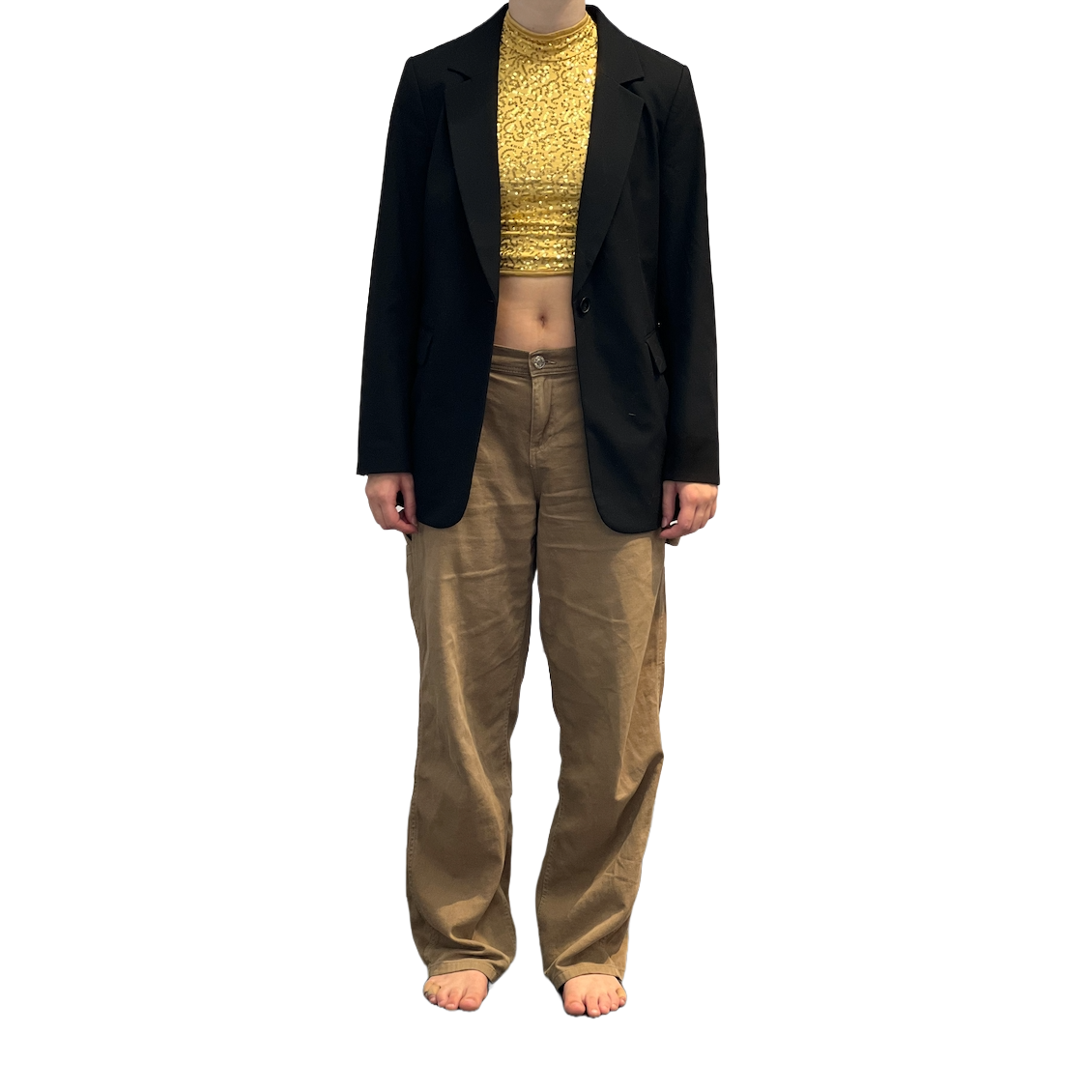 Black Jacket and Gold Top Costume