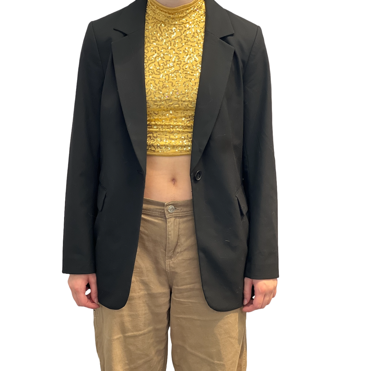 Black Jacket and Gold Top Costume