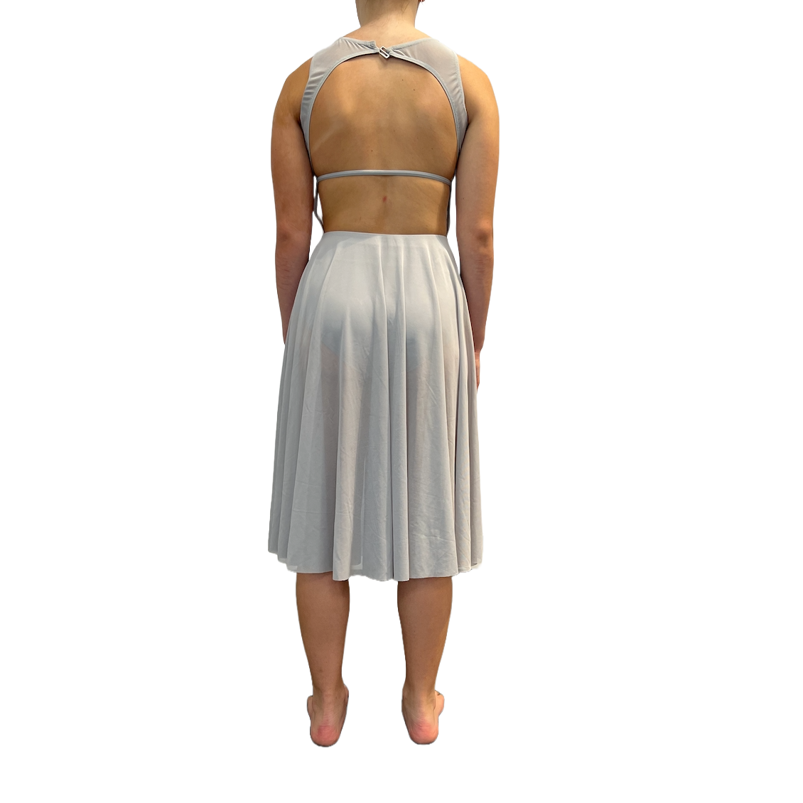 Grey Long Lyrical Dress with Black Velvet