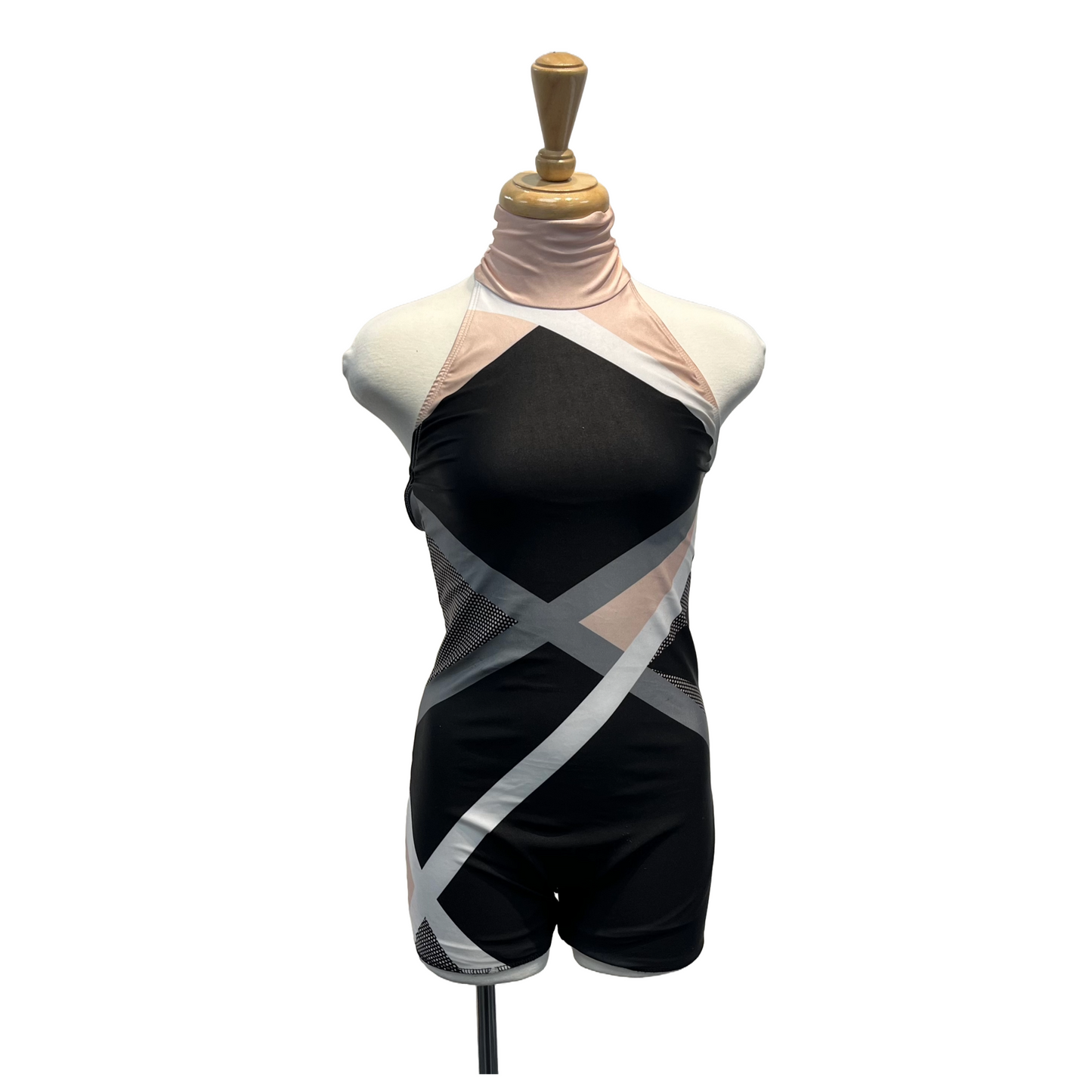 Pink and Black Halter Biketard