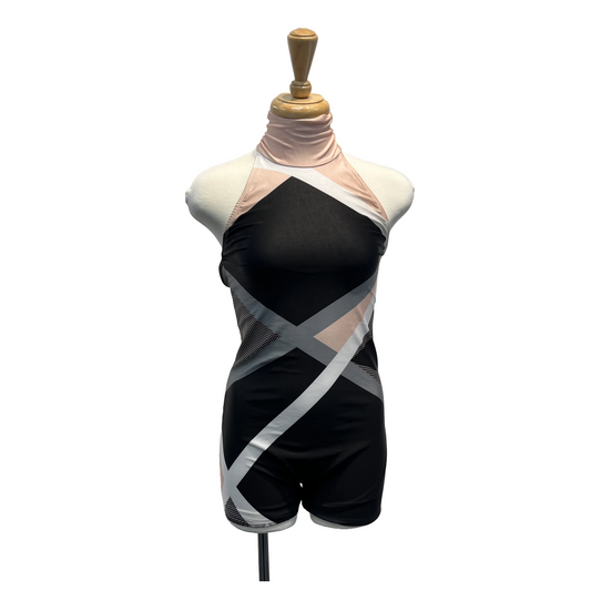 Pink and Black Halter Biketard