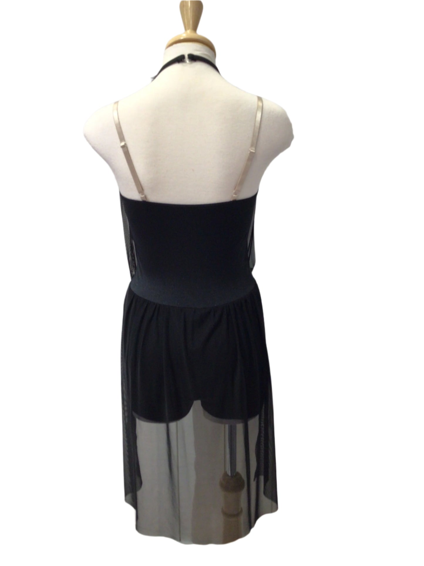 Black Halter Lyrical Dress with Half Skirt