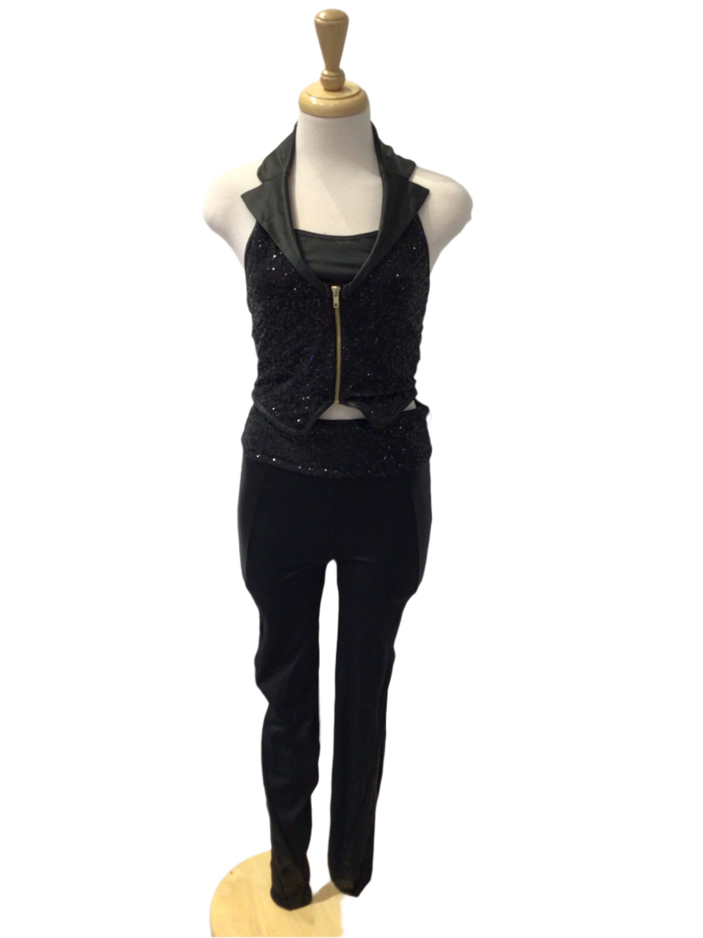 Black Sequin Halter with Pants