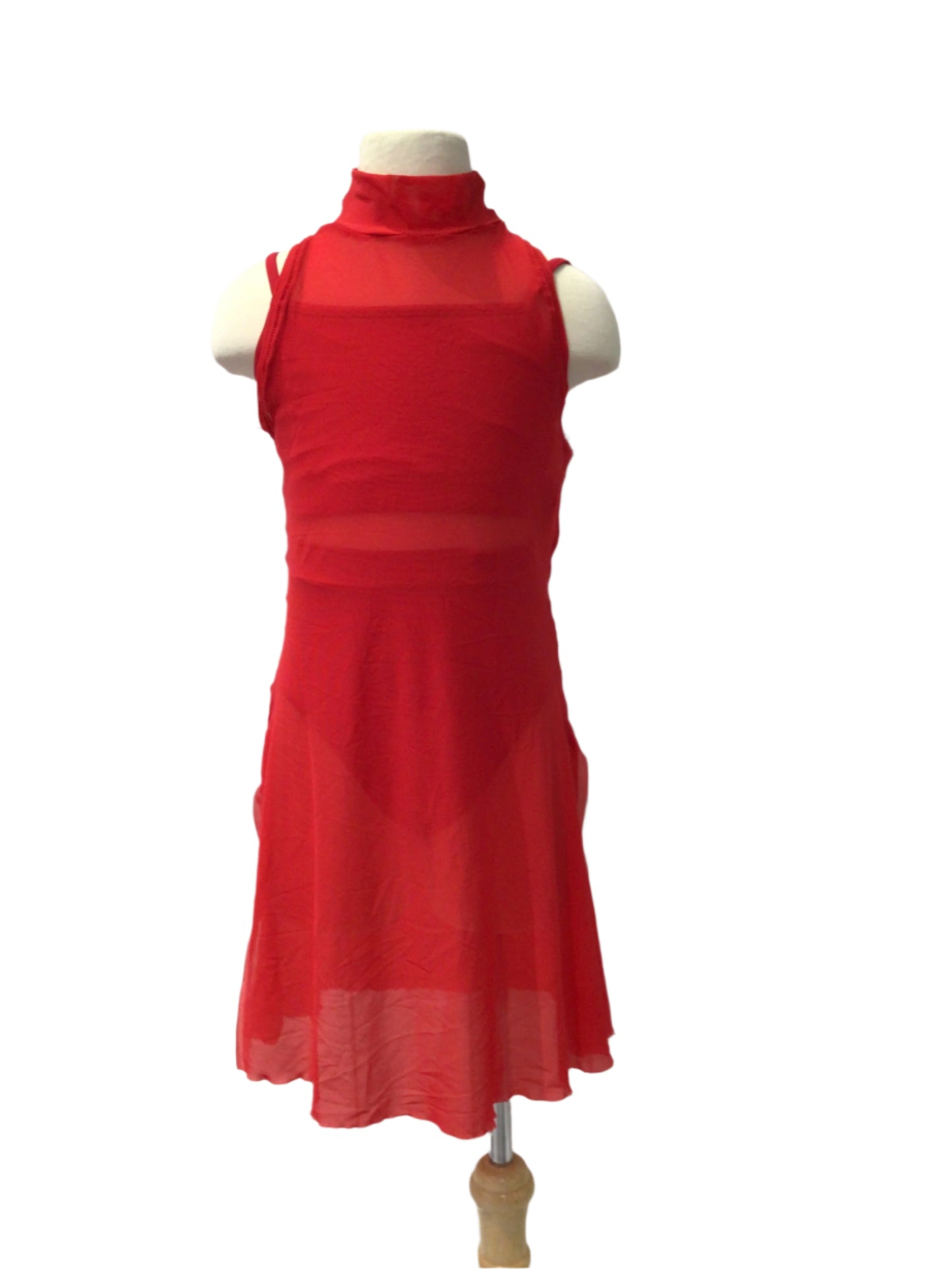 Red Mesh Dress with Top and Brief