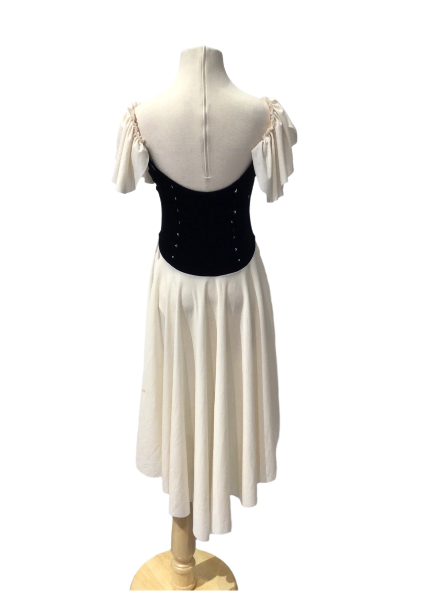 Black Velvet and Ivory Peasant Dress