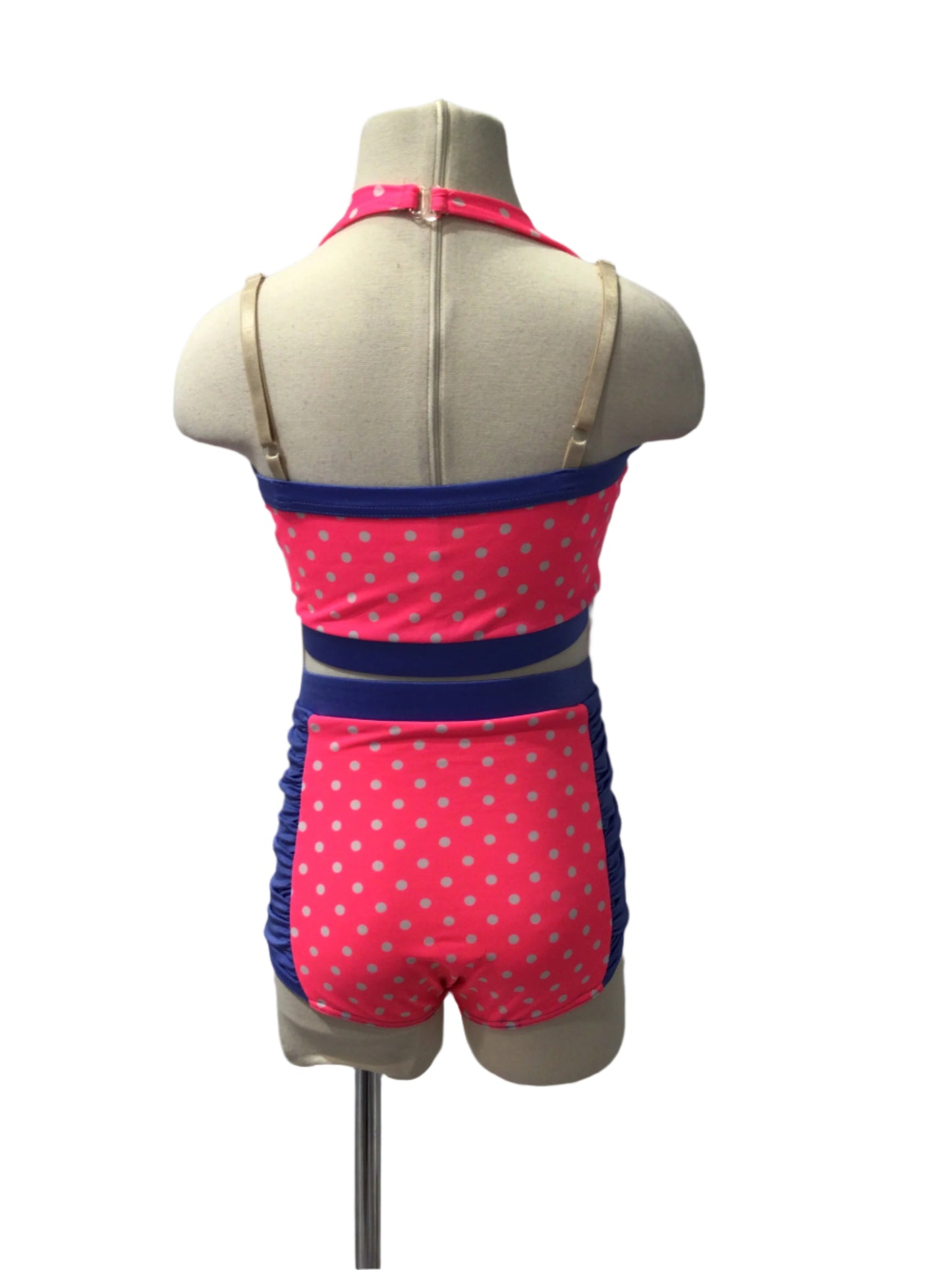 Fluorescent Pink Polka Dot 50s Bathing Suit