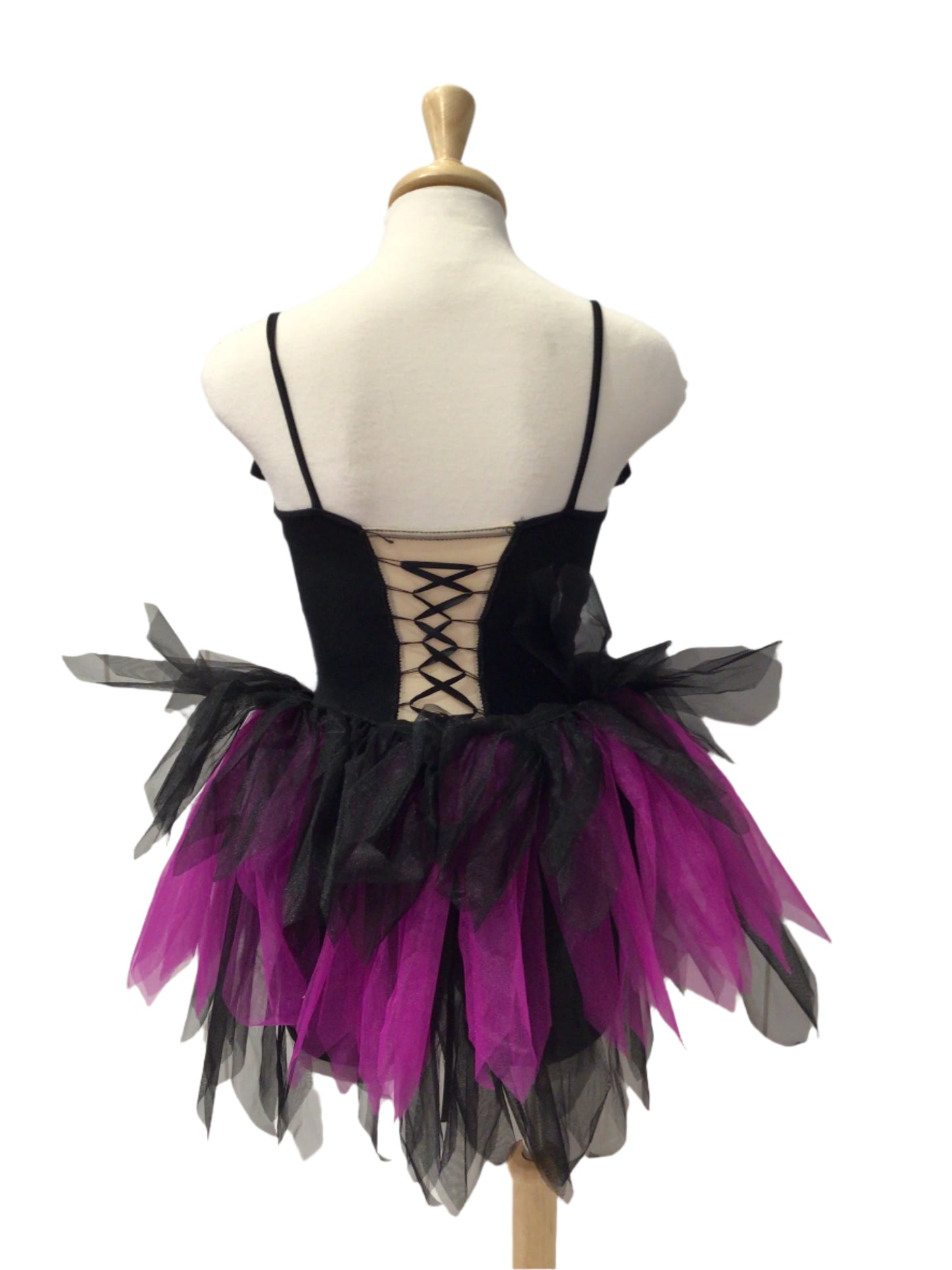 Dark Pink Black Lace Biketard with Half Skirt
