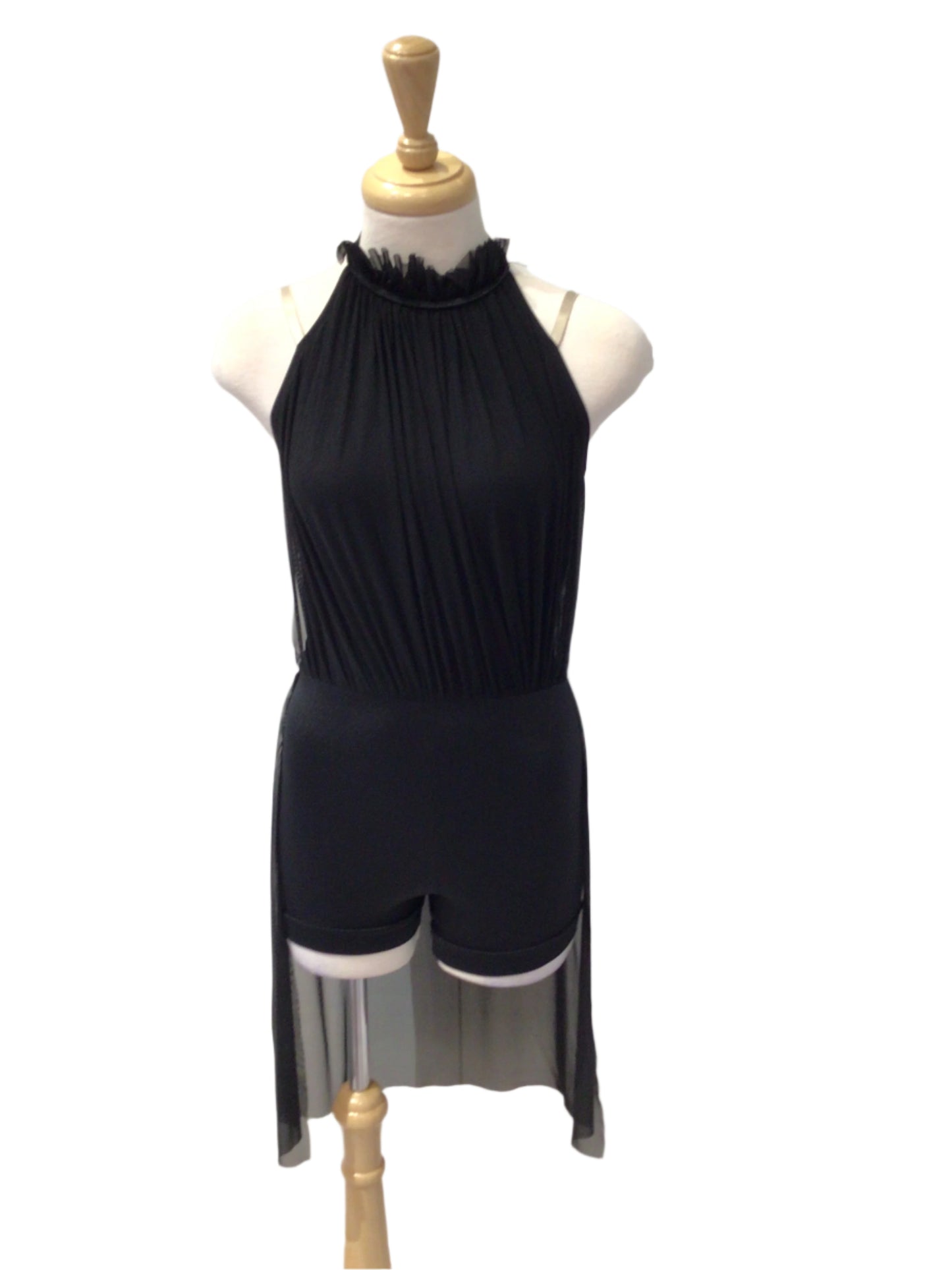 Black Halter Lyrical Dress with Half Skirt